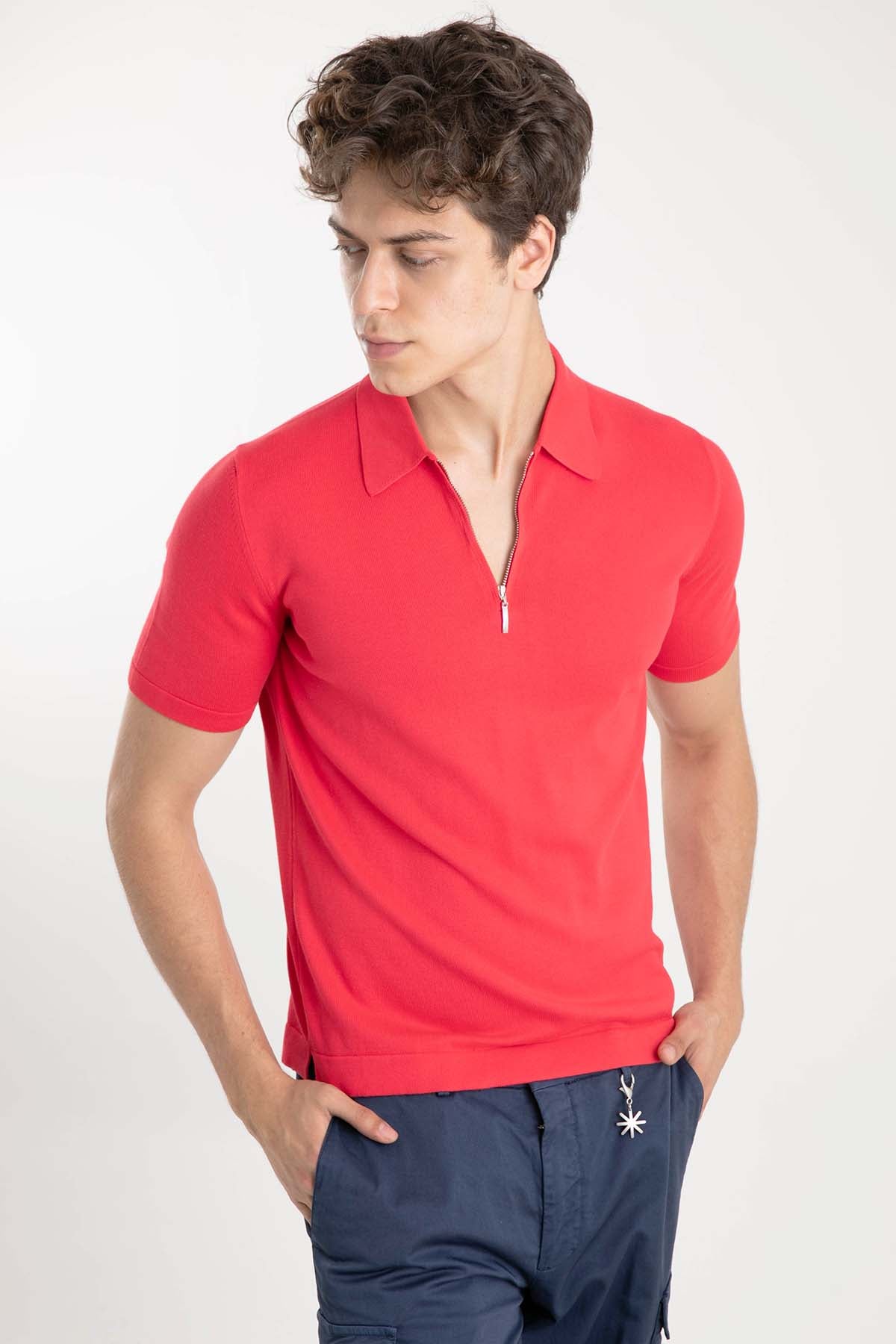 Gran Sasso Fermuarlı Polo Yaka T-shirt-Libas Trendy Fashion Store