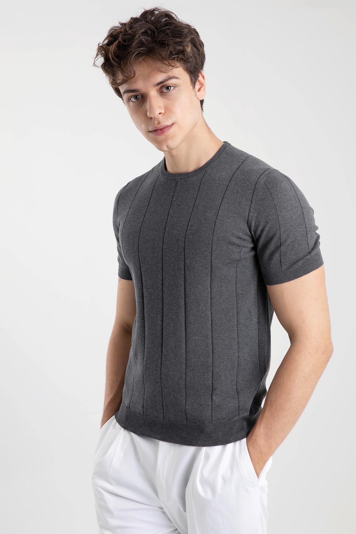 Gran Sasso Yuvarlak Yaka T-shirt-Libas Trendy Fashion Store