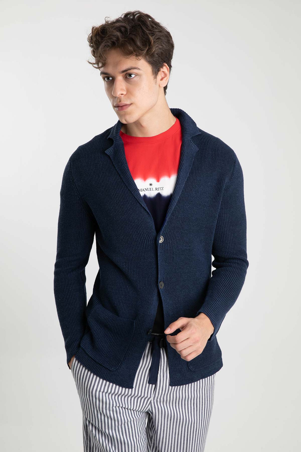 Gran Sasso Keten Karışımlı Örgü Triko Ceket-Libas Trendy Fashion Store