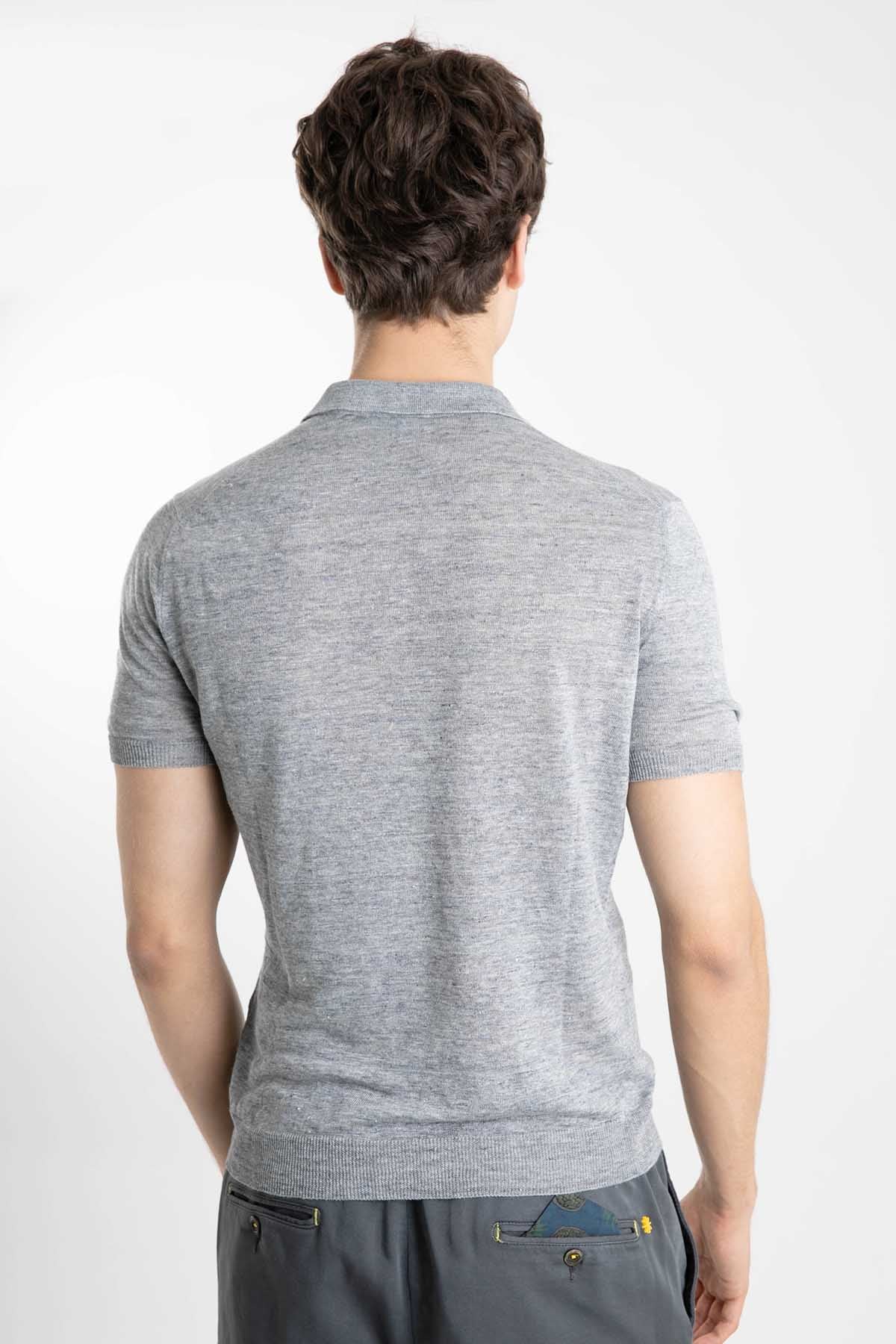 Gran Sasso Polo Yaka Keten T-shirt-Libas Trendy Fashion Store