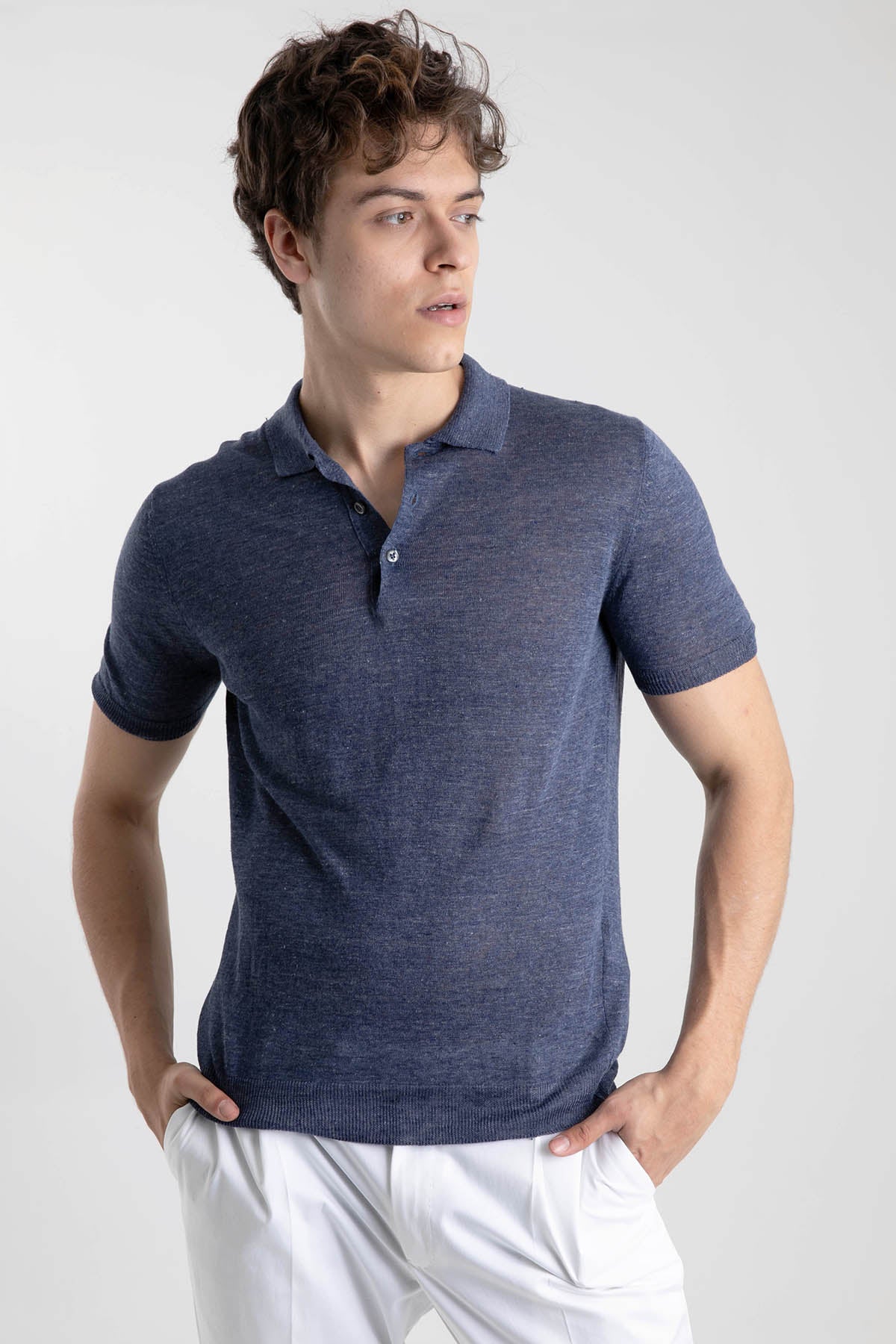 Gran Sasso Polo Yaka Keten T-shirt-Libas Trendy Fashion Store