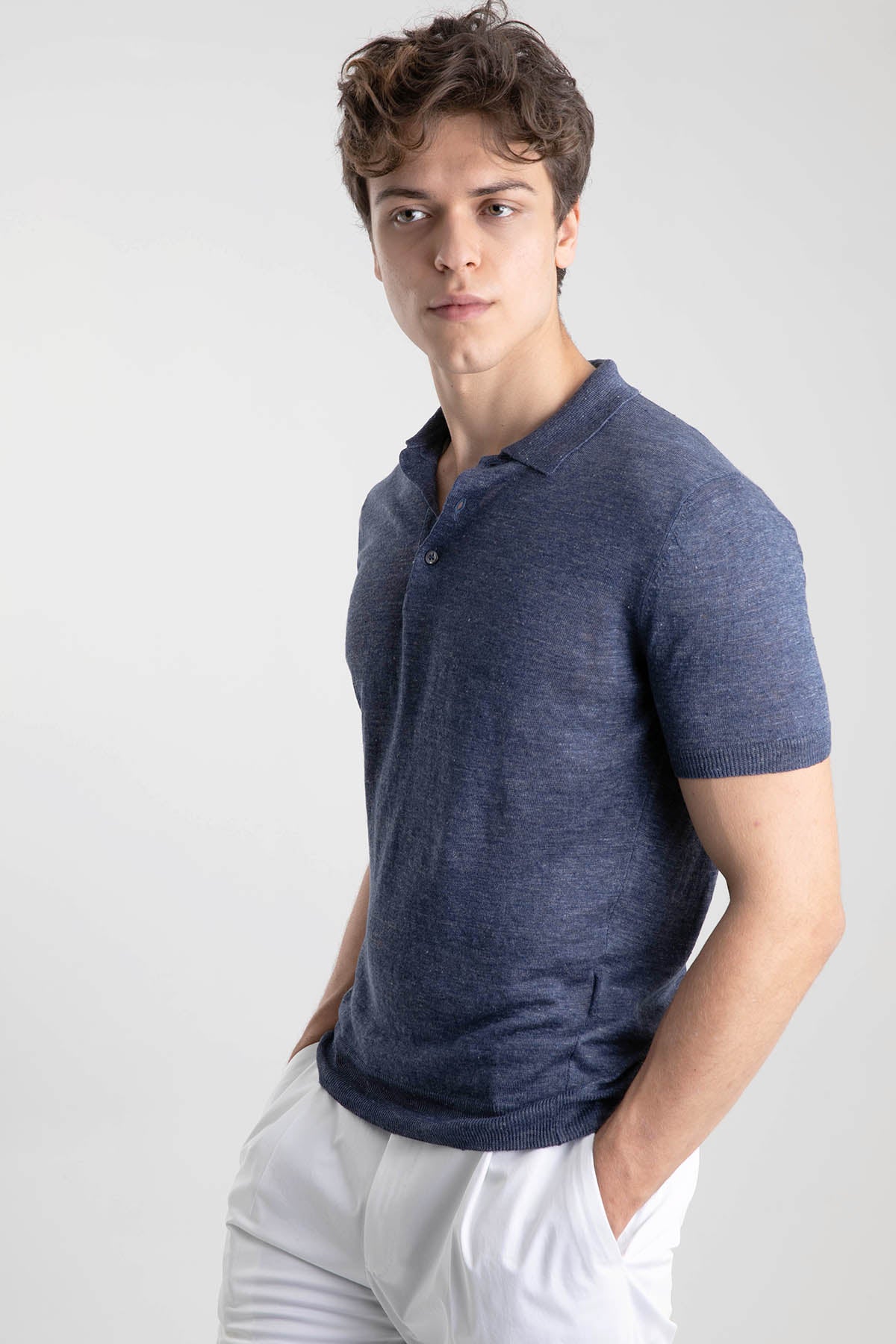 Gran Sasso Polo Yaka Keten T-shirt-Libas Trendy Fashion Store