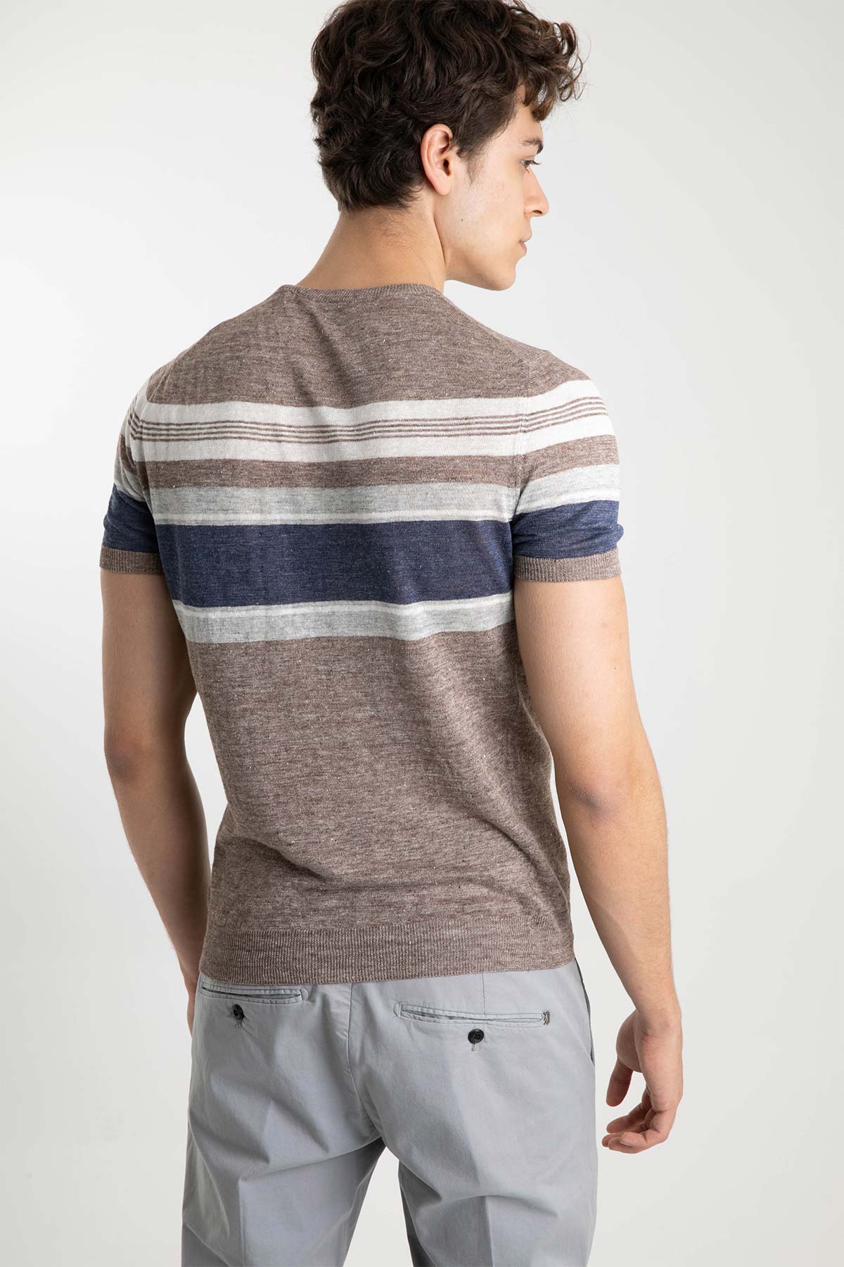 Gran Sasso Yuvarlak Yaka Keten T-shirt-Libas Trendy Fashion Store