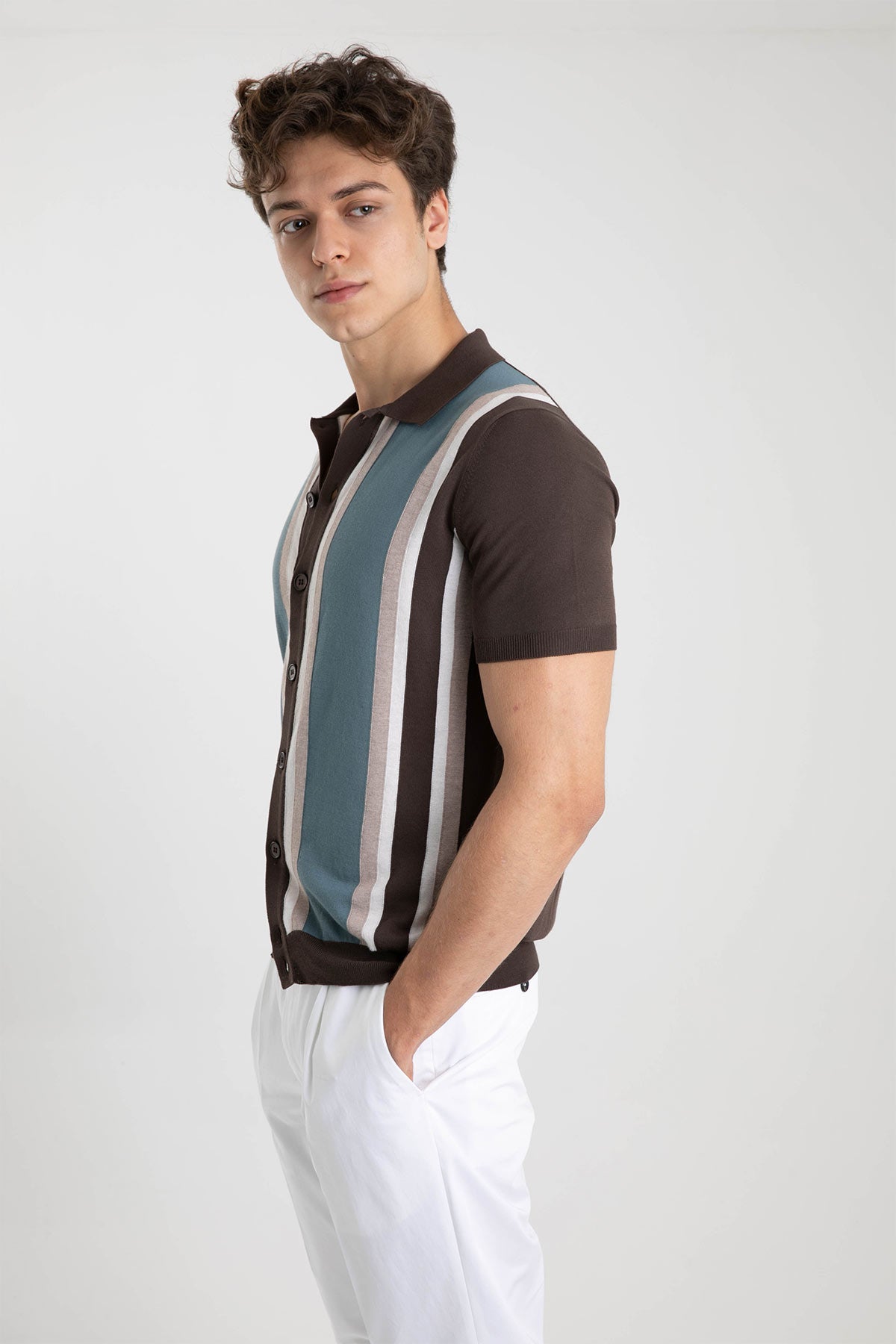 Gran Sasso Polo Yaka Kısa Kollu Triko Gömlek-Libas Trendy Fashion Store