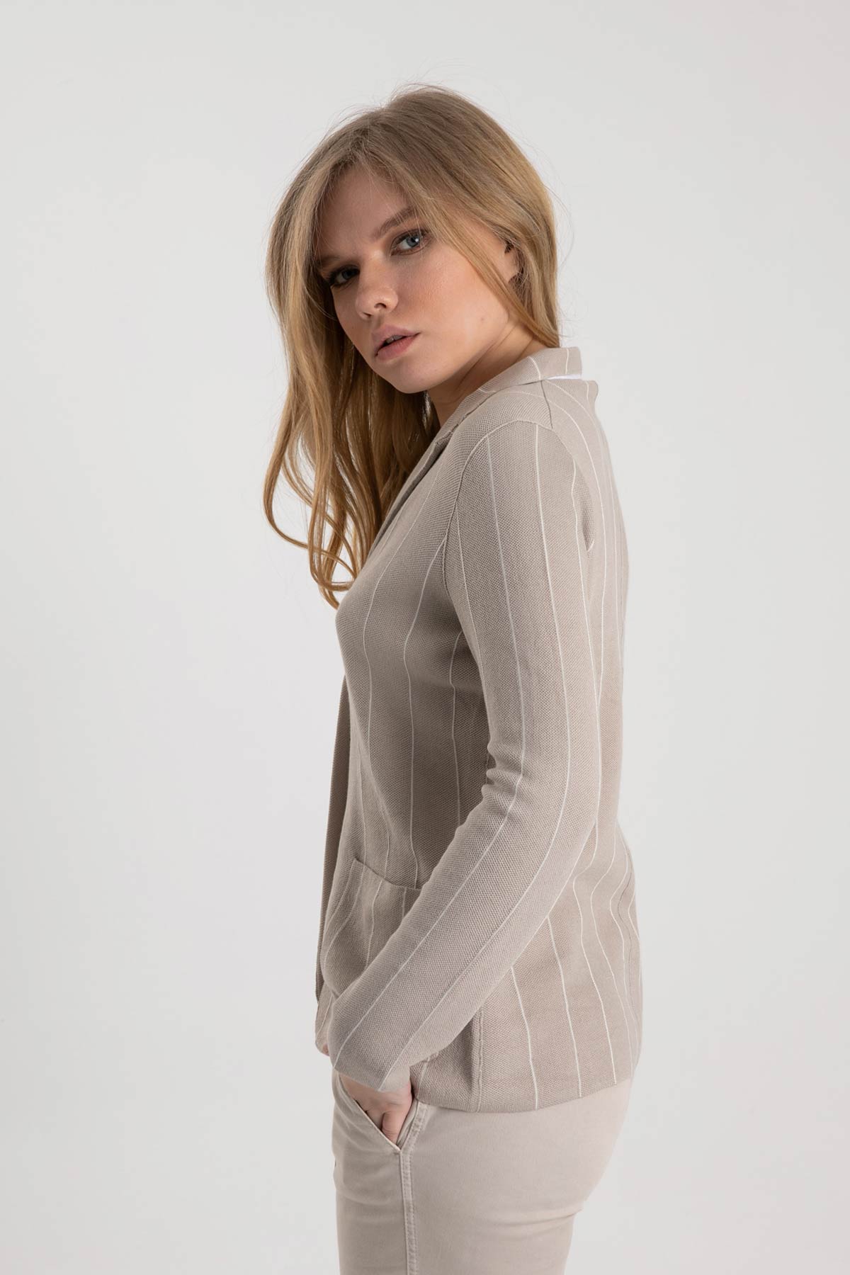 Tonet Çizgili Spor Cepli Ceket-Libas Trendy Fashion Store