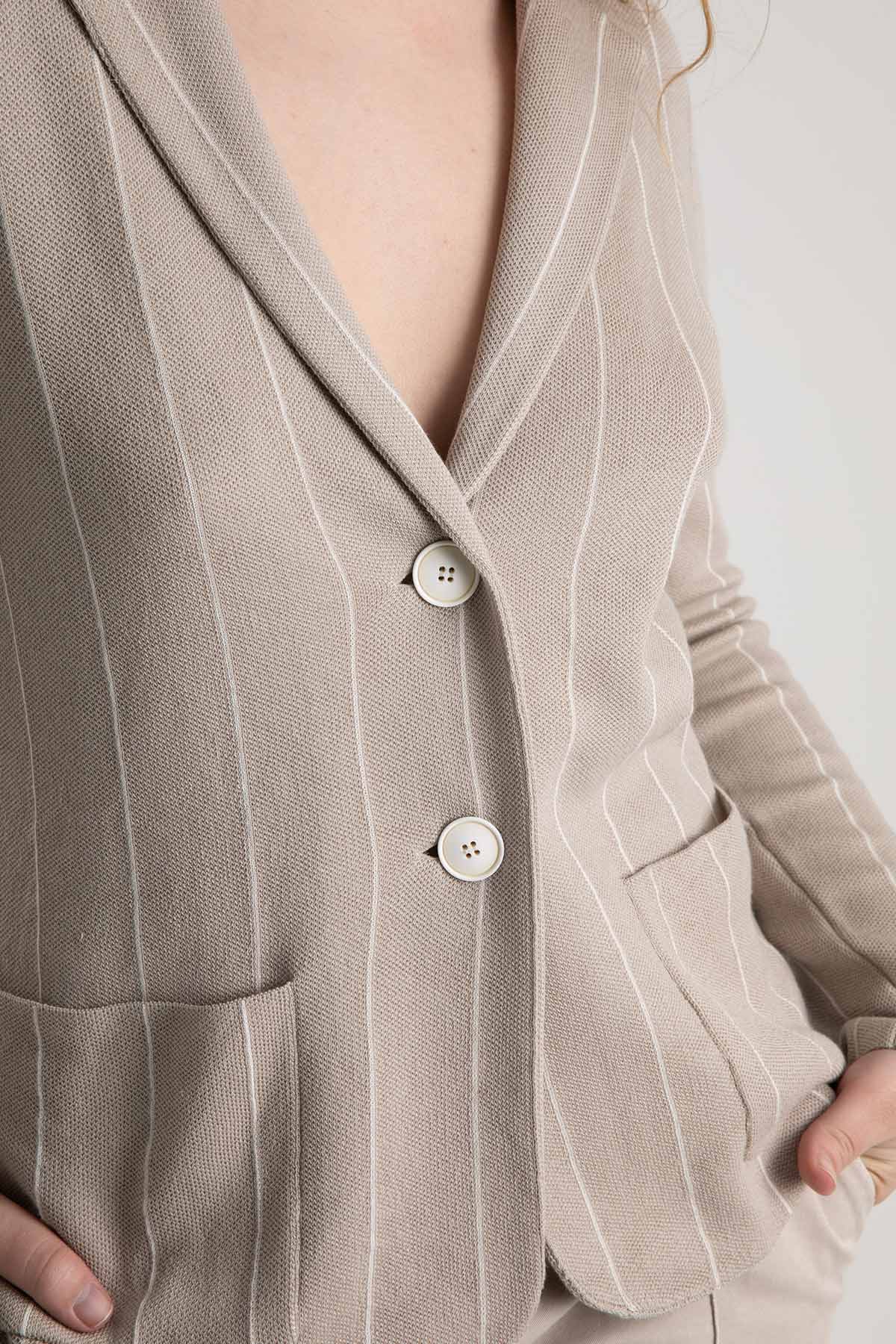 Tonet Çizgili Spor Cepli Ceket-Libas Trendy Fashion Store