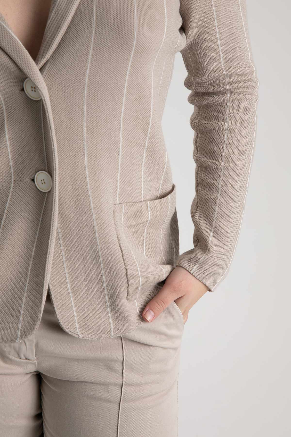 Tonet Çizgili Spor Cepli Ceket-Libas Trendy Fashion Store