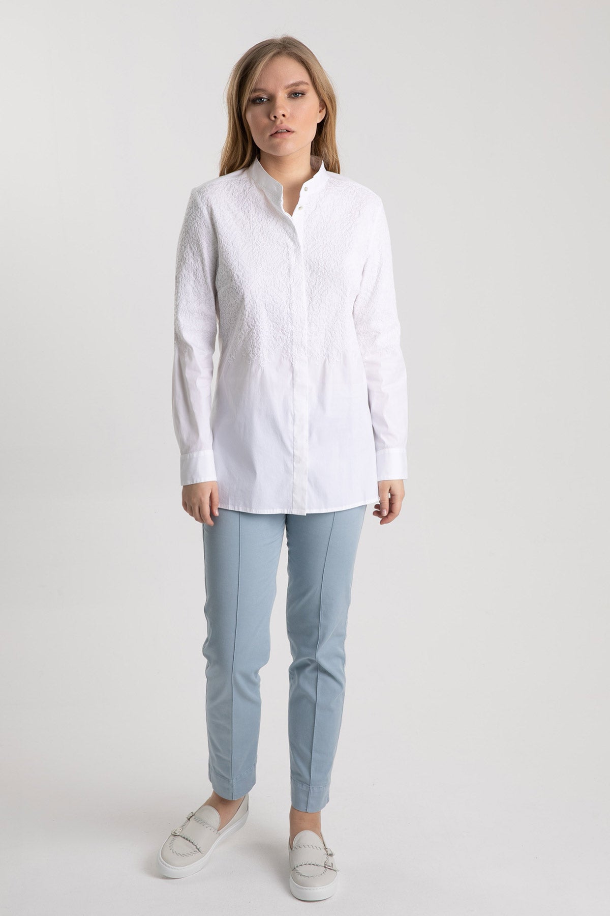 Tonet Nakış Kabartmalı Hakim Yaka Gömlek-Libas Trendy Fashion Store