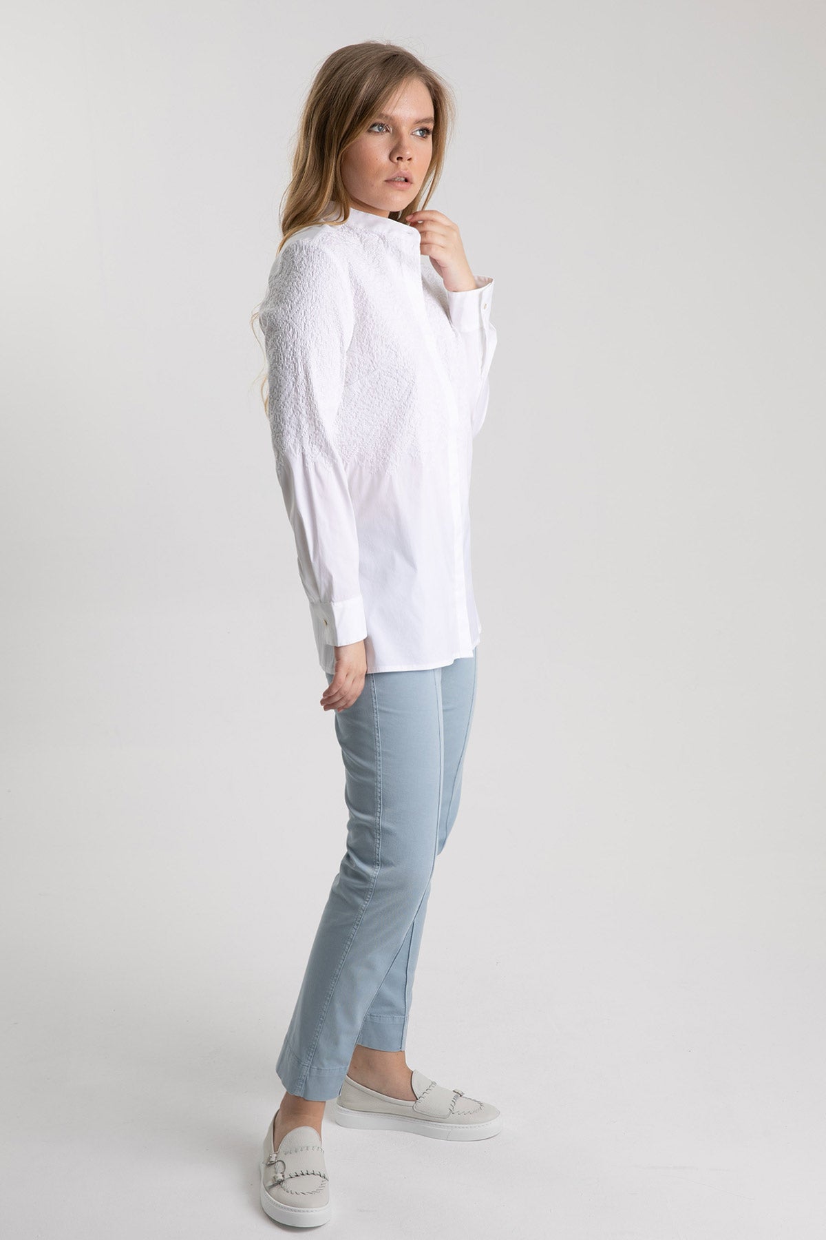 Tonet Nakış Kabartmalı Hakim Yaka Gömlek-Libas Trendy Fashion Store