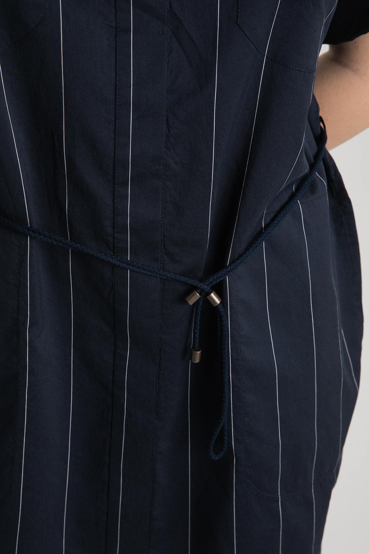 Tonet İpek Karışımlı Çizgili Diz Üstü Elbise-Libas Trendy Fashion Store