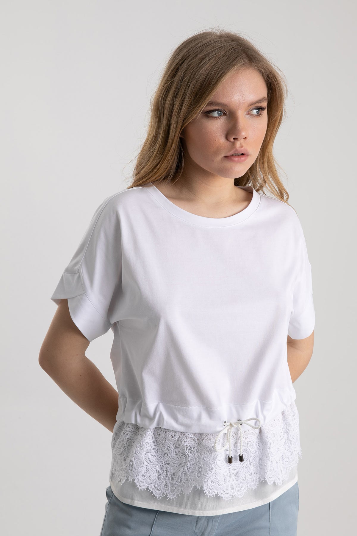 Tonet Dantel Detaylı Belden Büzgülü Bluz-Libas Trendy Fashion Store