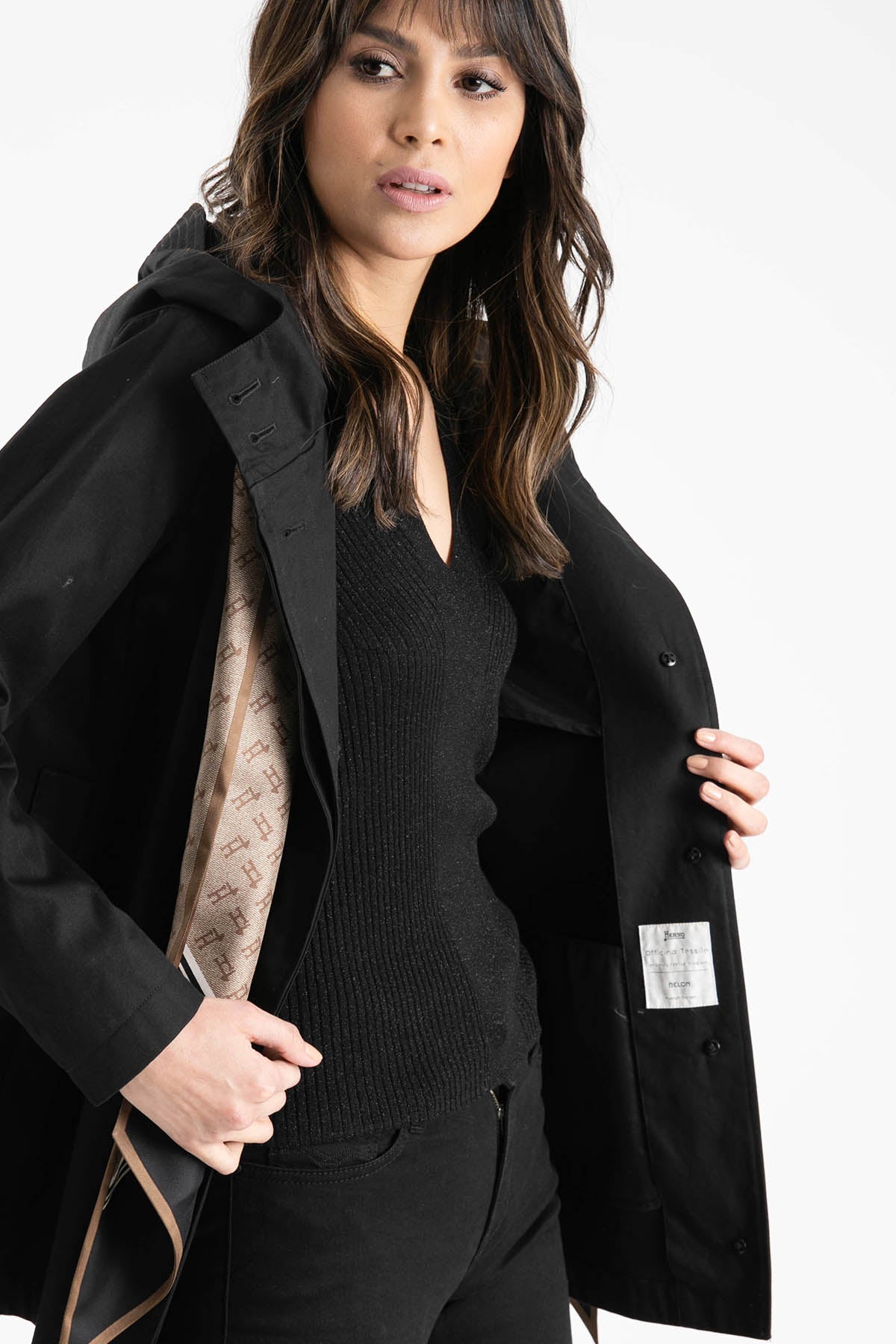 Herno İpek Monogram Fularlı Mont-Libas Trendy Fashion Store