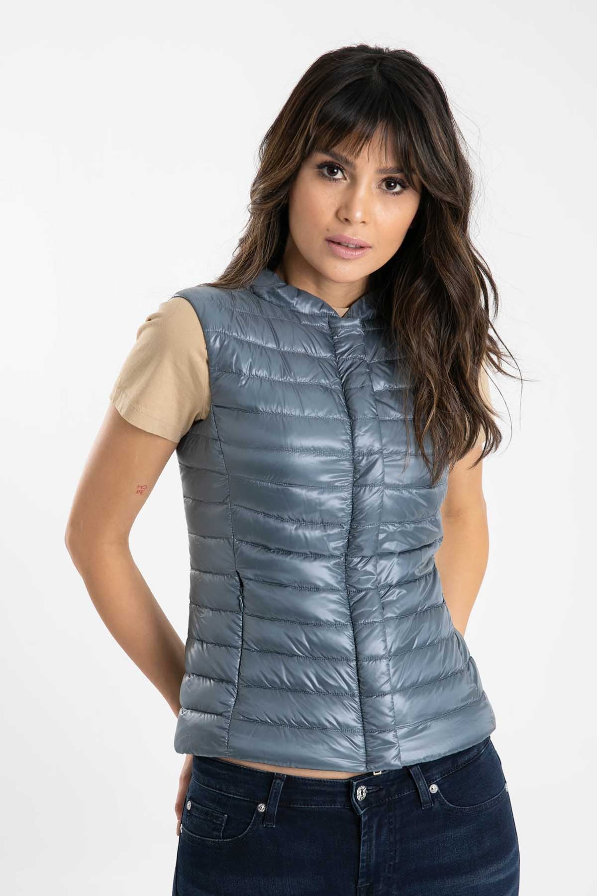 Herno Dik Yaka Belden Oturan Puffer Yelek-Libas Trendy Fashion Store