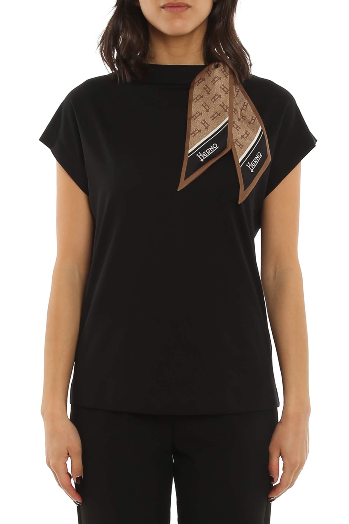 Herno İpek Monogram Fularlı T-Shirt-Libas Trendy Fashion Store