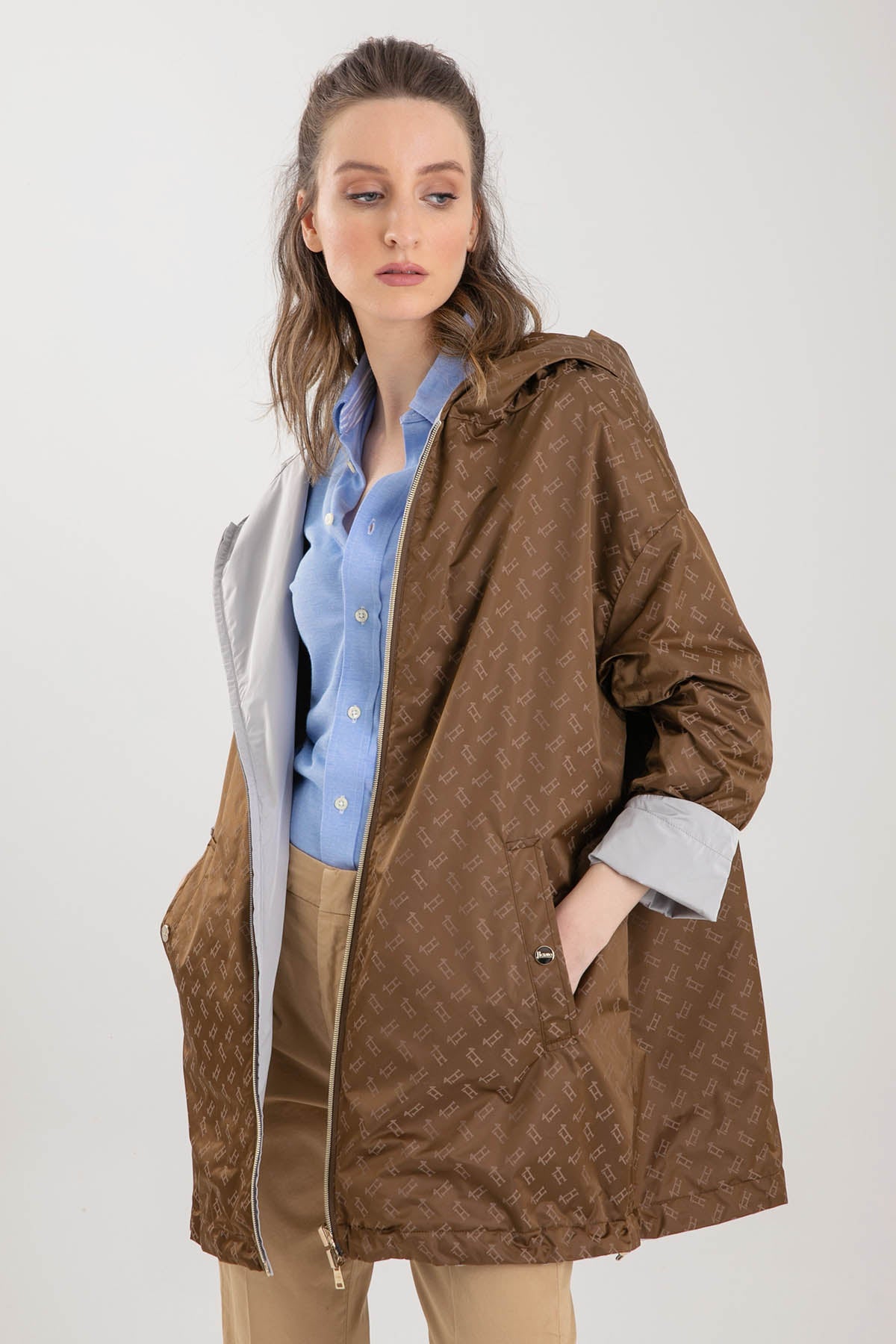 Herno Çift Taraflı Monogramlı Trençkot-Libas Trendy Fashion Store