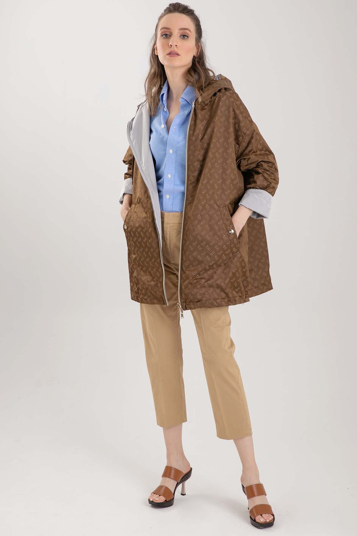 Herno Çift Taraflı Monogramlı Trençkot-Libas Trendy Fashion Store