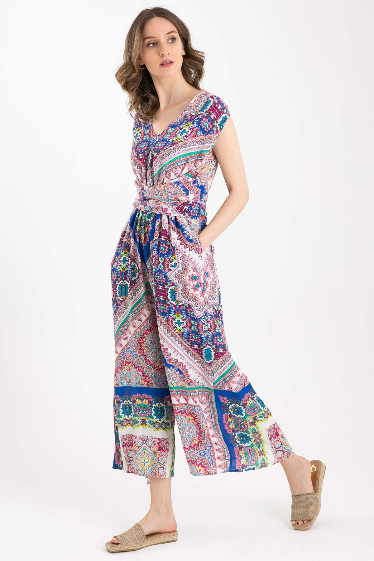 Rene Derhy Belden Çapraz Kuşaklı Maxi Tulum-Libas Trendy Fashion Store