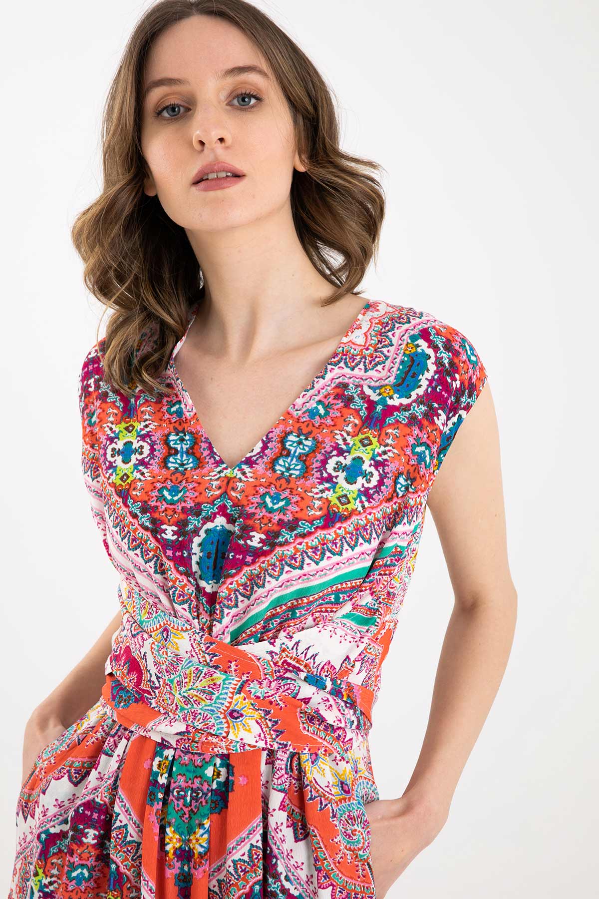 Rene Derhy Belden Çapraz Kuşaklı Maxi Tulum-Libas Trendy Fashion Store