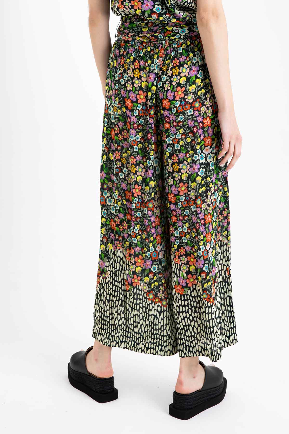 Rene Derhy Çiçek Desenli Geniş Paça Pantolon-Libas Trendy Fashion Store