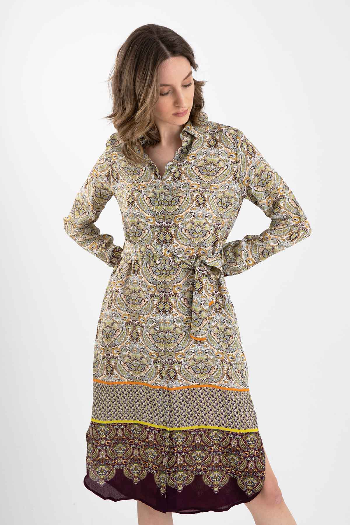 Rene Derhy Belden Kuşaklı Midi Elbise-Libas Trendy Fashion Store