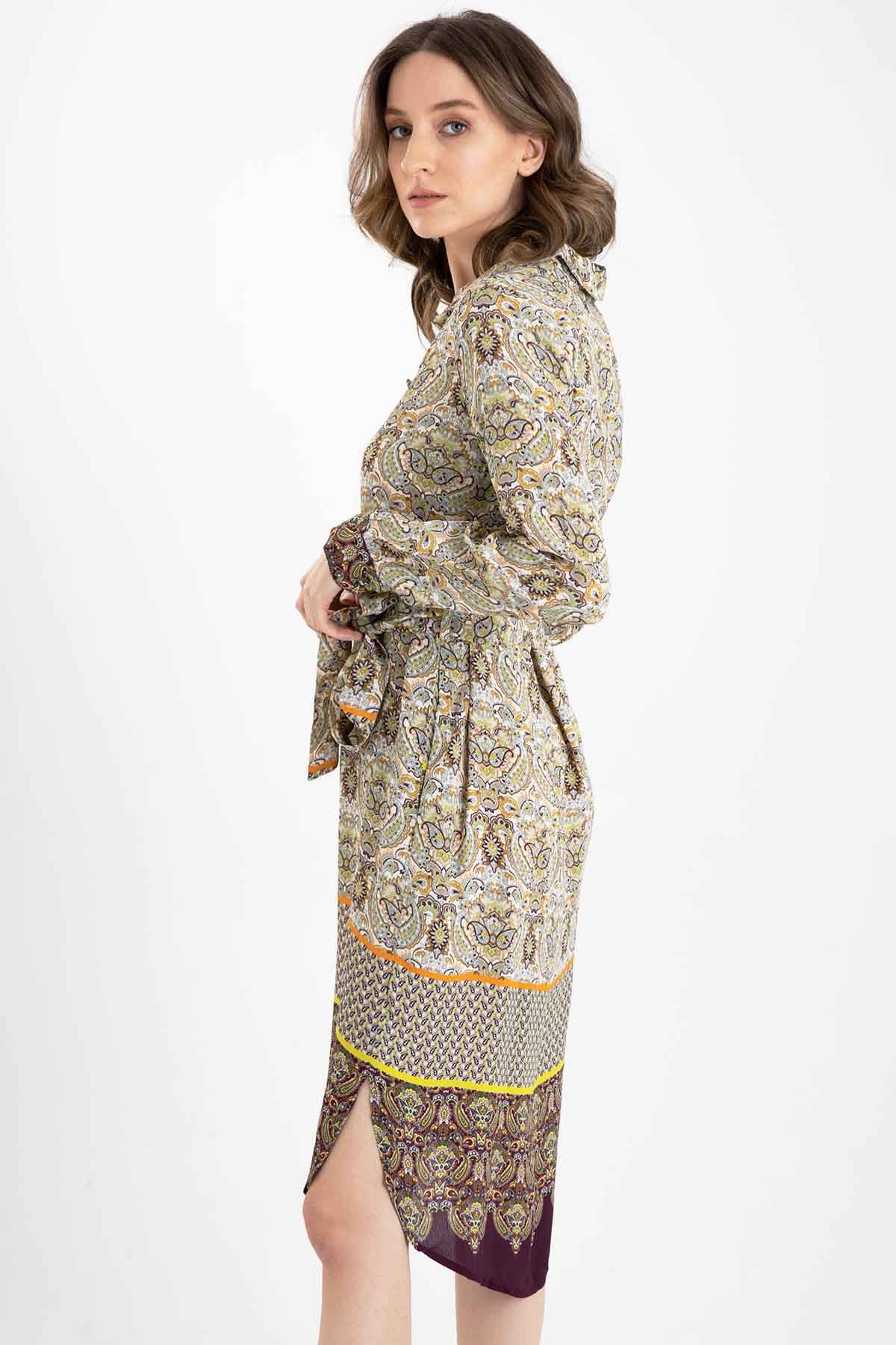 Rene Derhy Belden Kuşaklı Midi Elbise-Libas Trendy Fashion Store