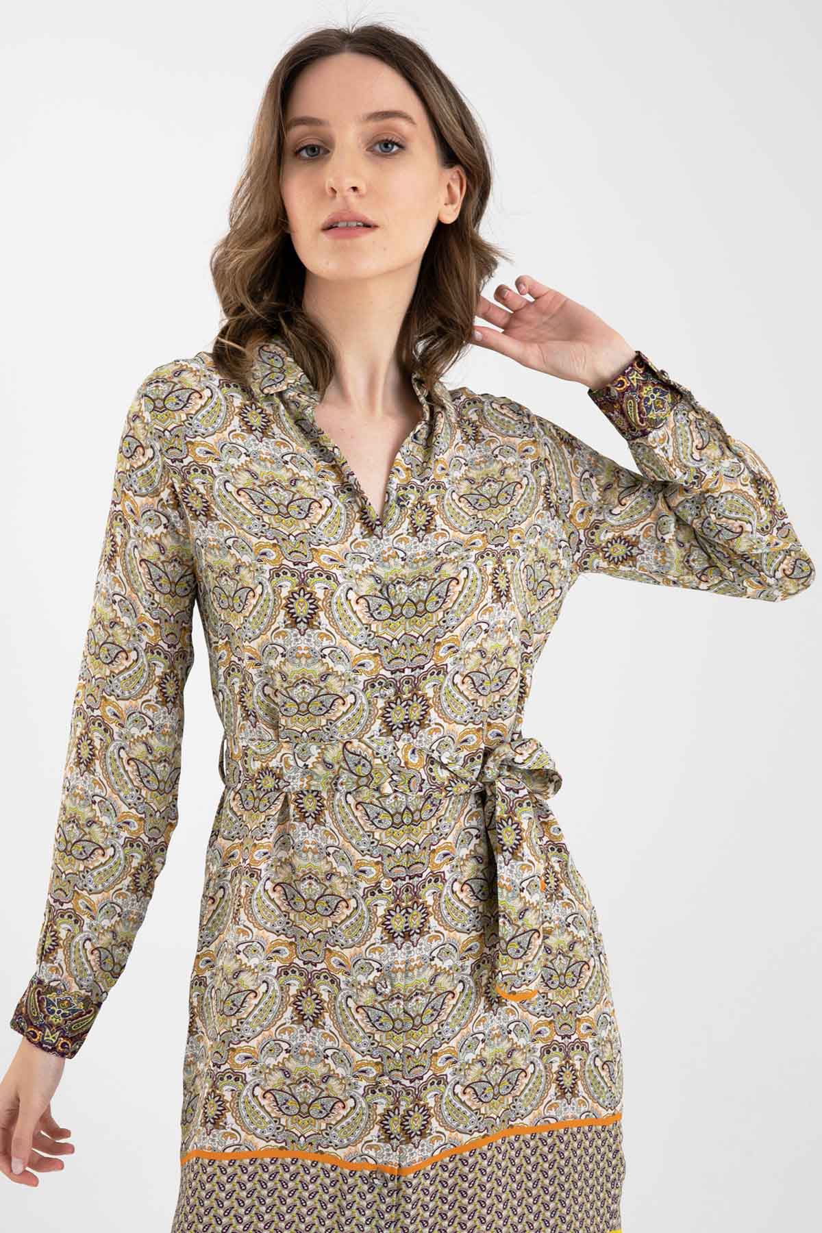 Rene Derhy Belden Kuşaklı Midi Elbise-Libas Trendy Fashion Store