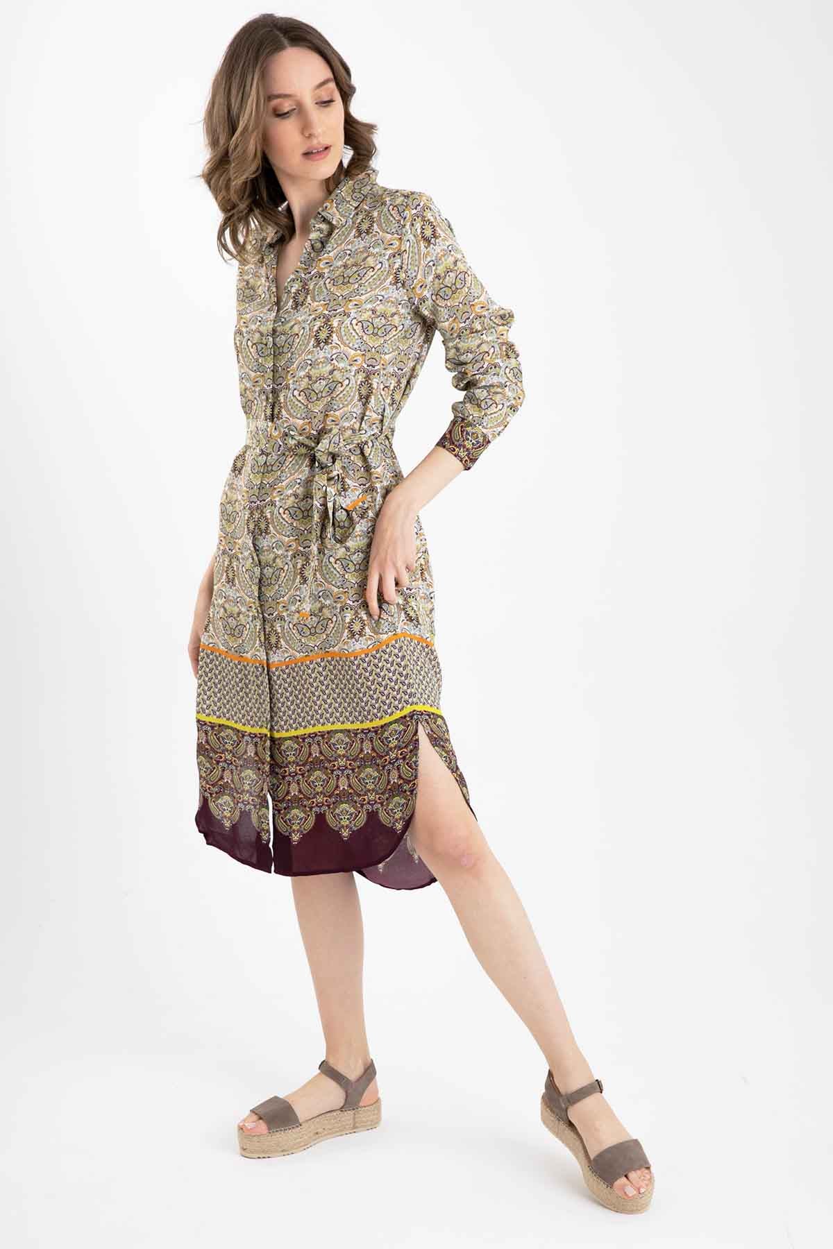 Rene Derhy Belden Kuşaklı Midi Elbise-Libas Trendy Fashion Store