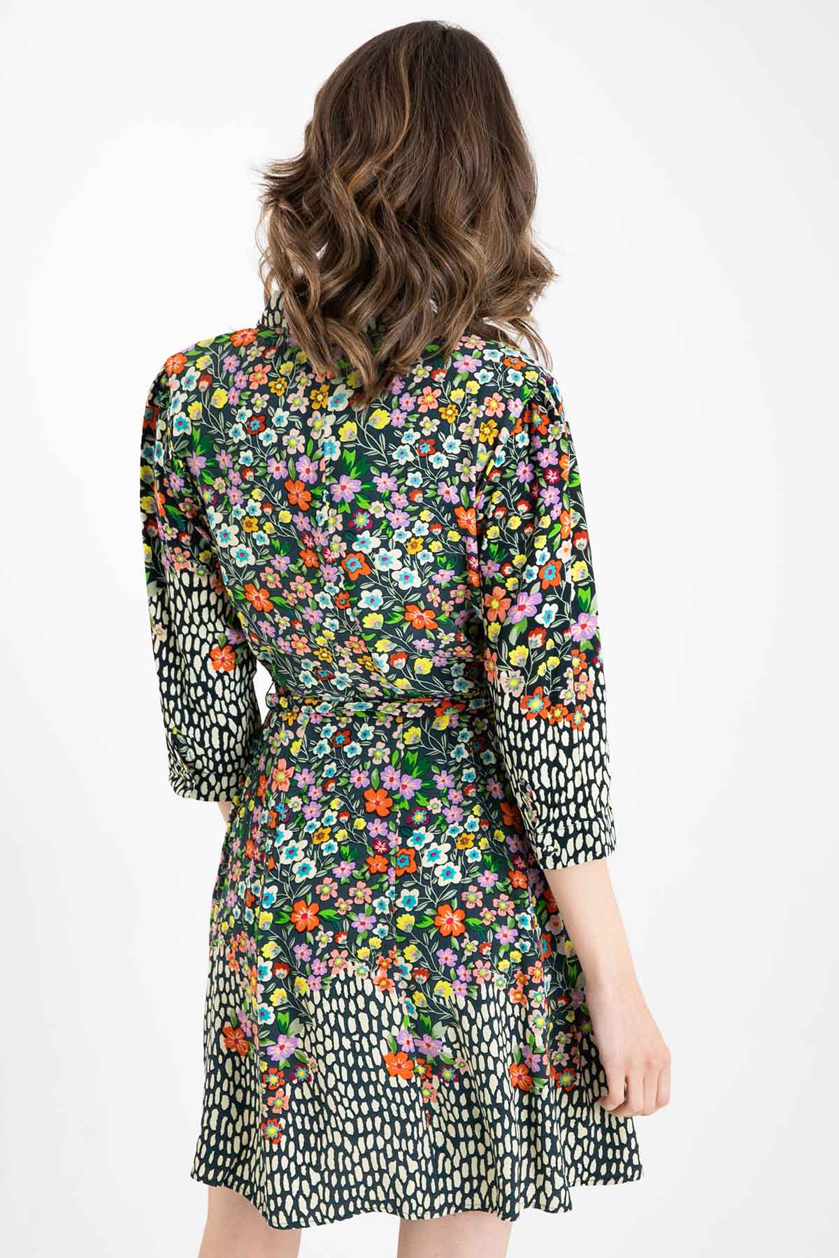 Rene Derhy Belden Kuşaklı Çiçek Desenli Elbise-Libas Trendy Fashion Store