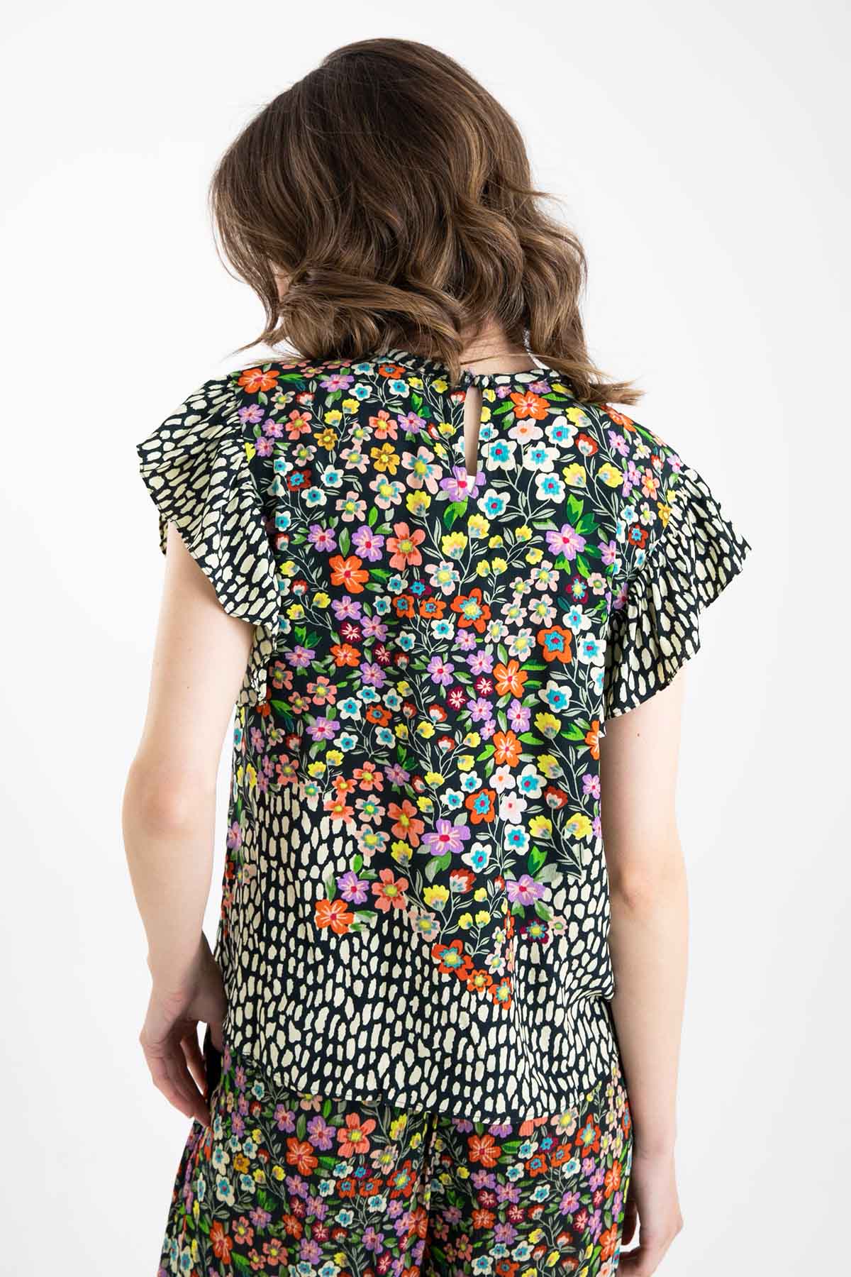 Rene Derhy V Yaka Fırfırlı Bluz-Libas Trendy Fashion Store