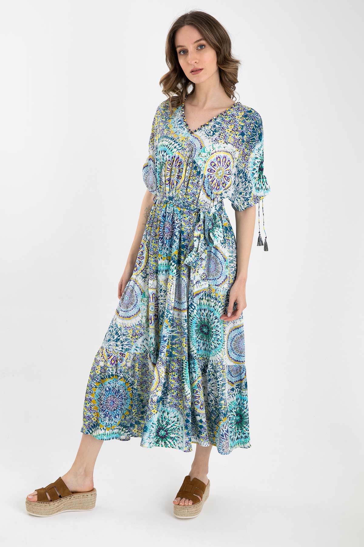 Rene Derhy Belden Kuşaklı Maxi Elbise-Libas Trendy Fashion Store