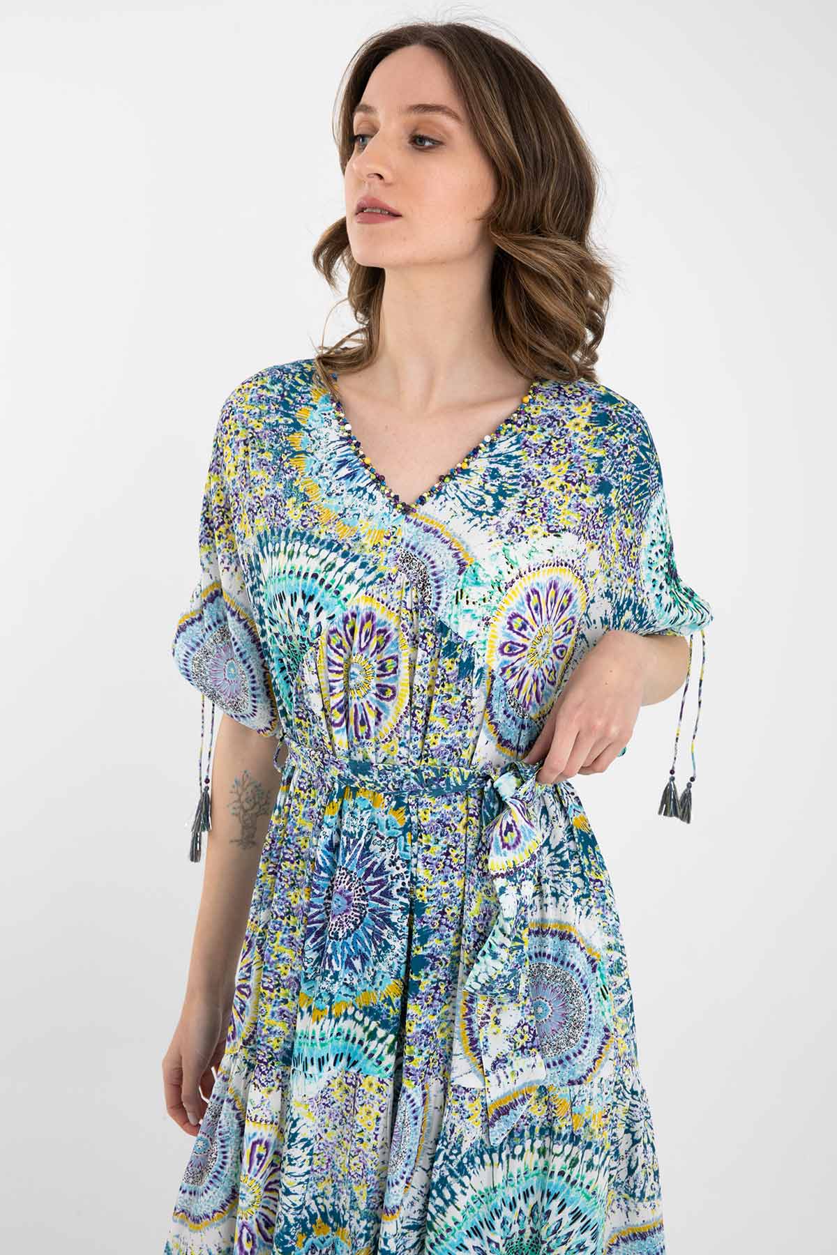 Rene Derhy Belden Kuşaklı Maxi Elbise-Libas Trendy Fashion Store