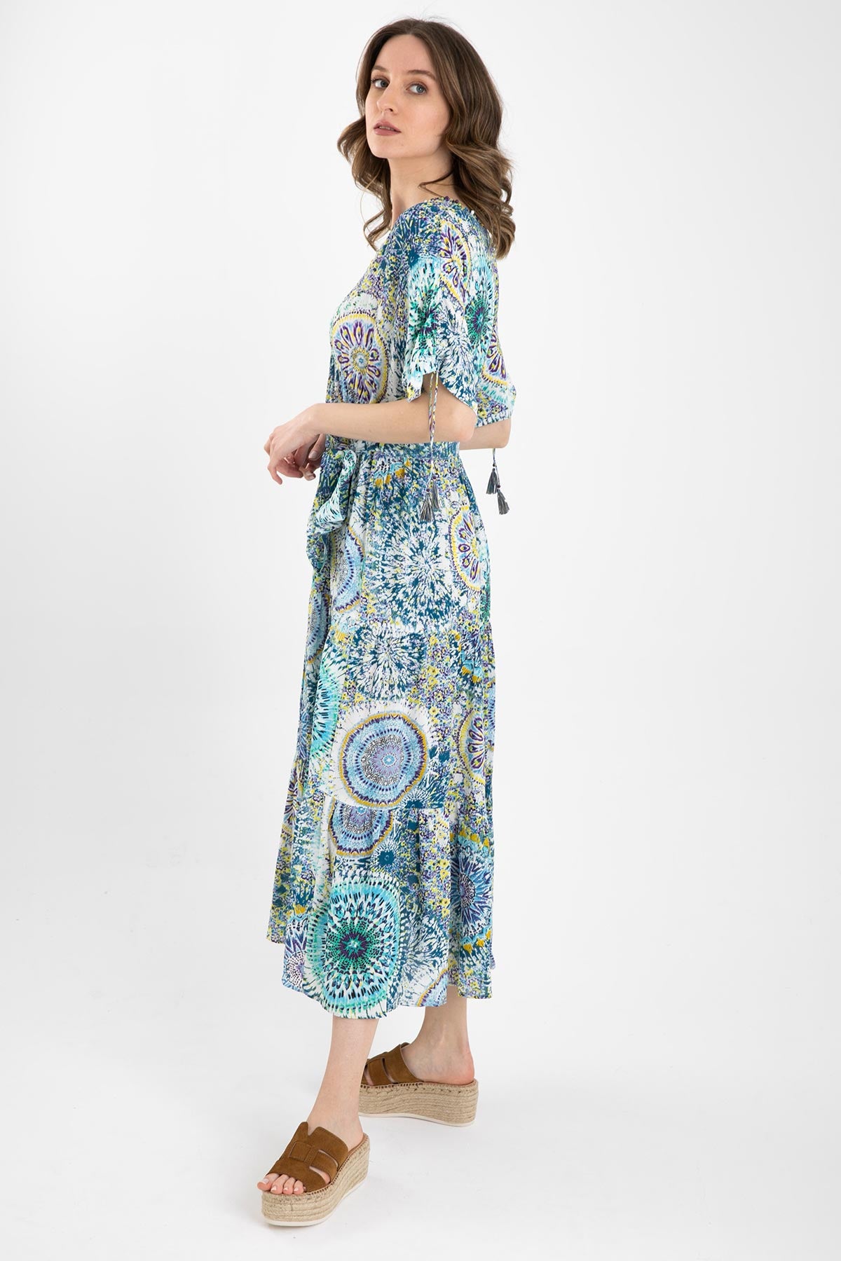 Rene Derhy Belden Kuşaklı Maxi Elbise-Libas Trendy Fashion Store