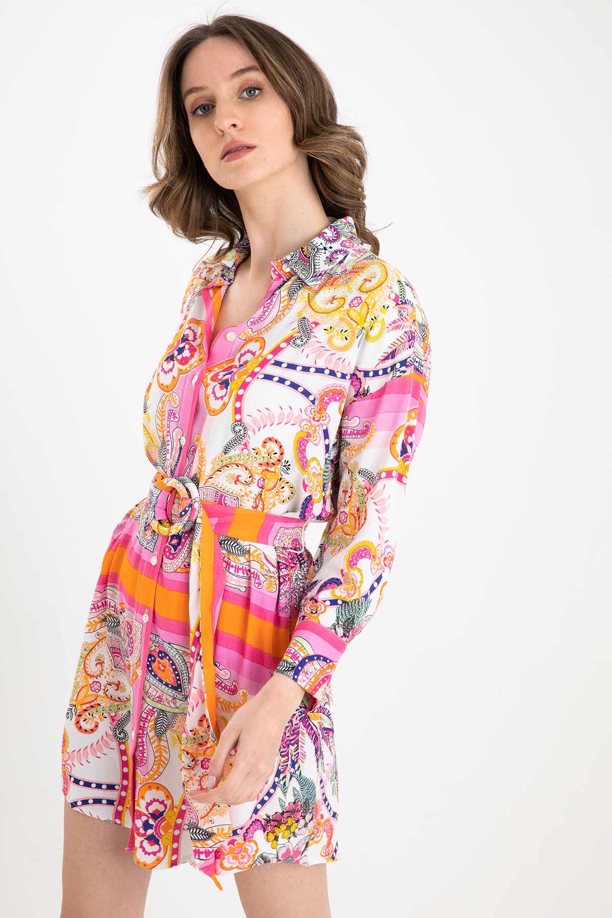 Rene Derhy Belden Kemerli Mini Elbise-Libas Trendy Fashion Store