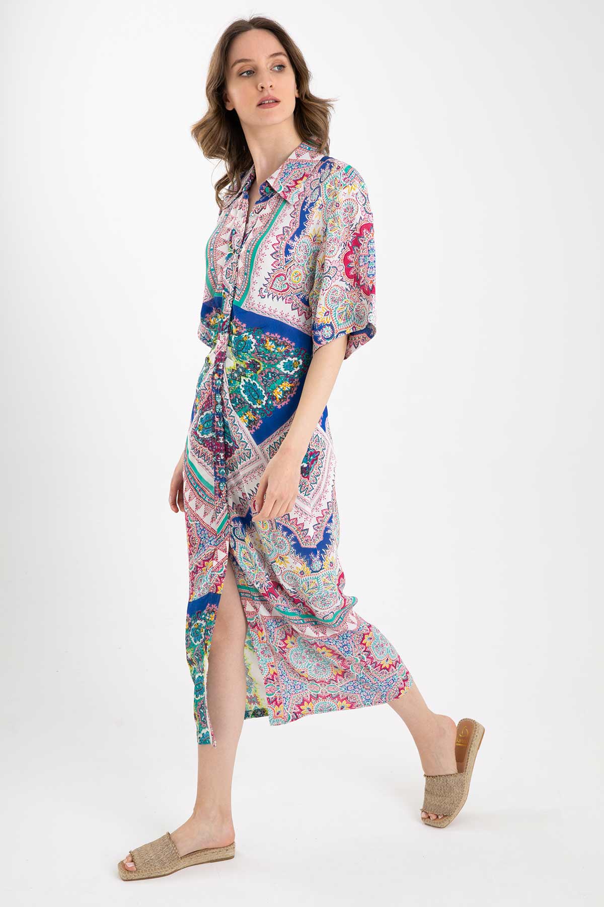 Rene Derhy Desenli Maxi Elbise-Libas Trendy Fashion Store