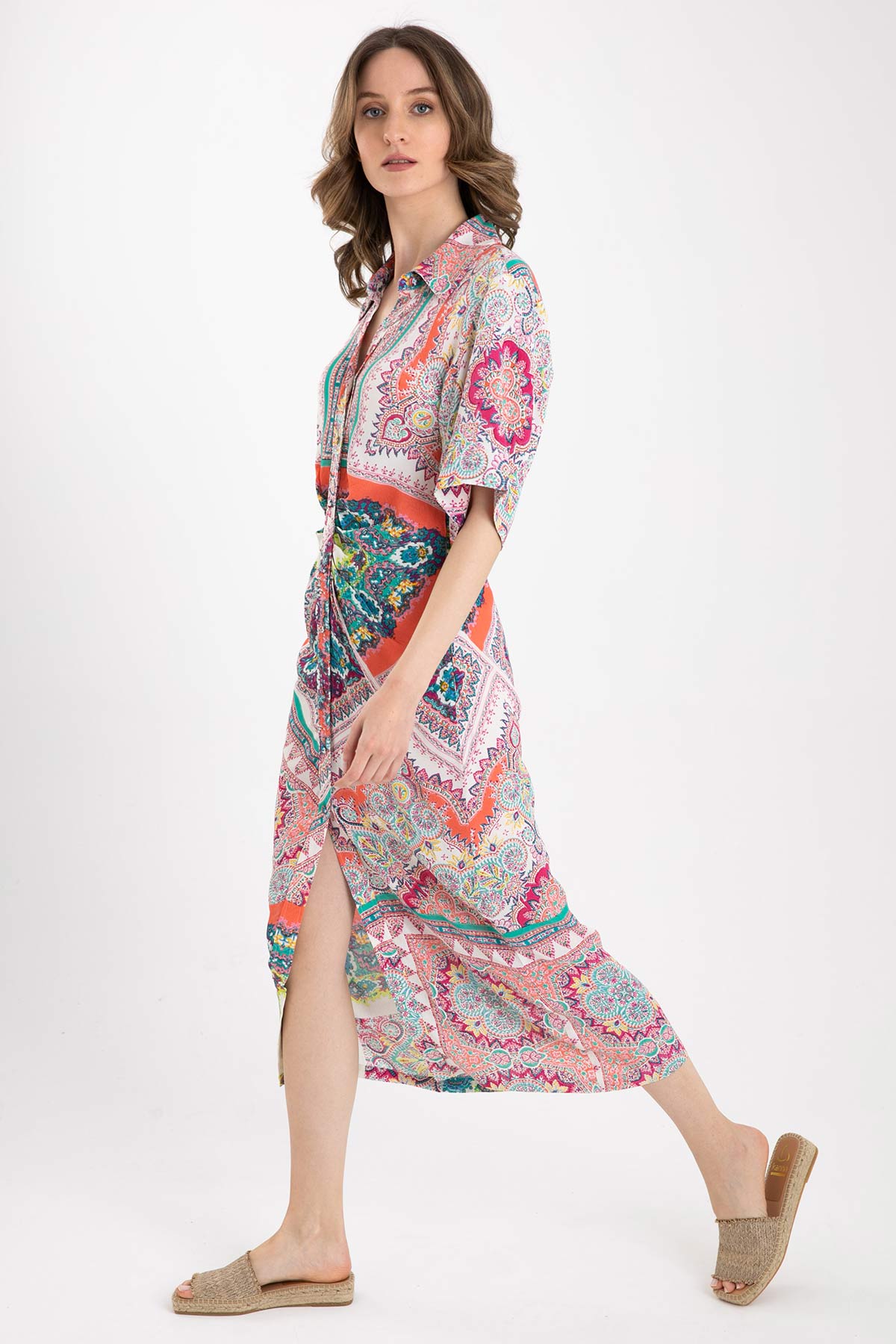 Rene Derhy Desenli Maxi Elbise-Libas Trendy Fashion Store