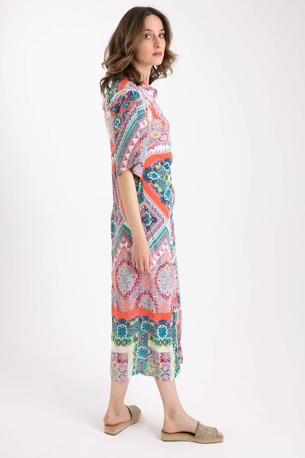 Rene Derhy Desenli Maxi Elbise-Libas Trendy Fashion Store