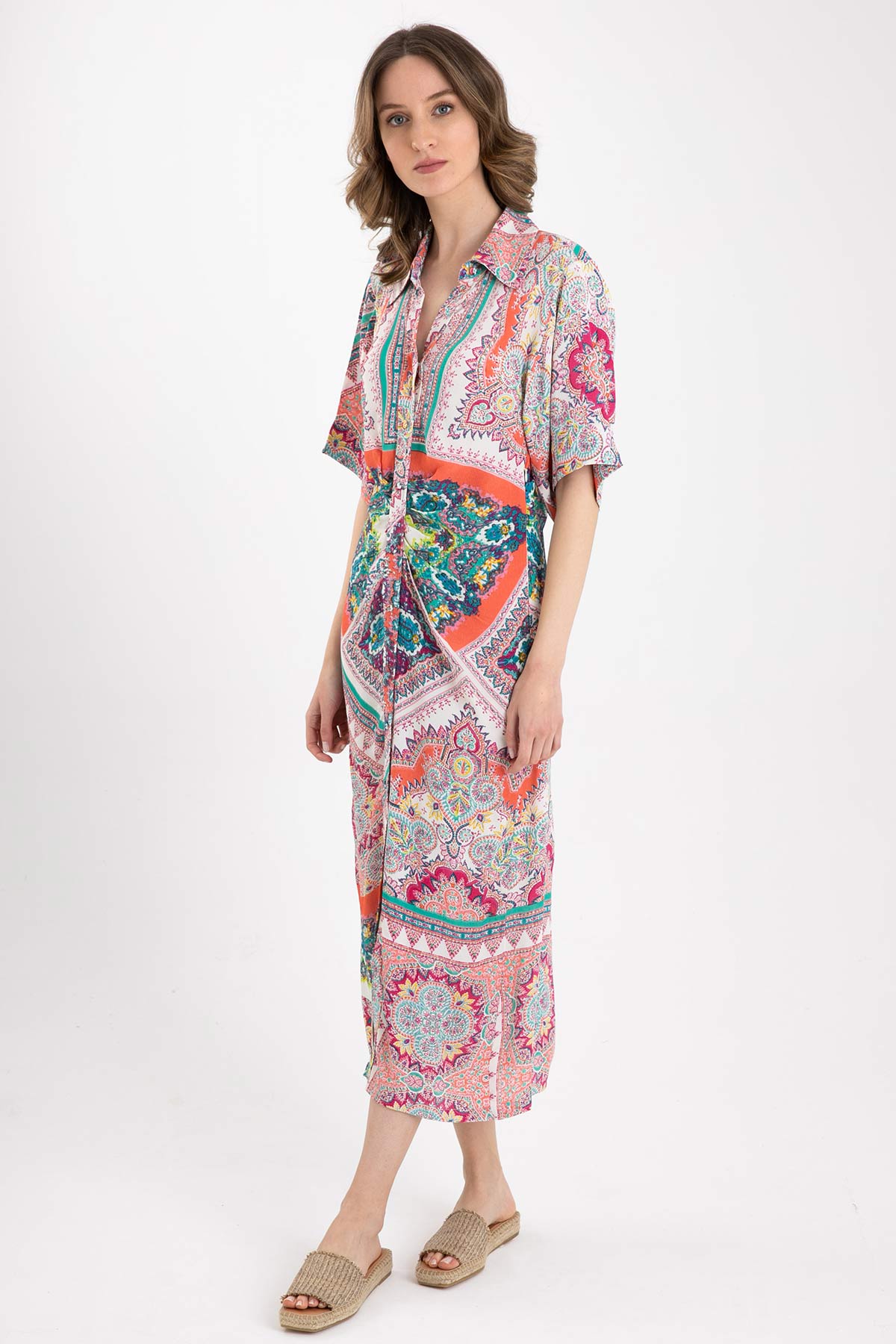 Rene Derhy Desenli Maxi Elbise-Libas Trendy Fashion Store