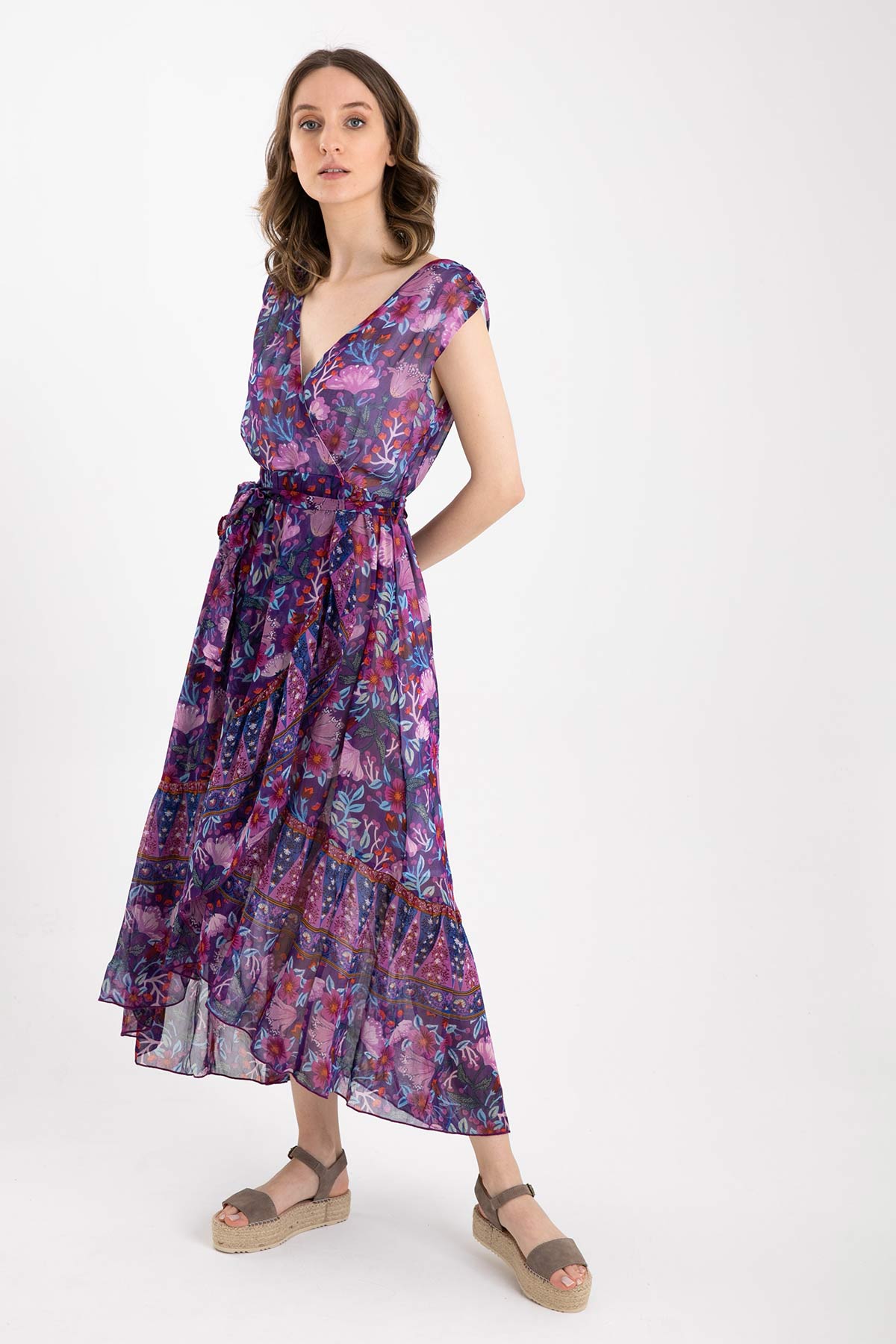 Rene Derhy Belden Kuşaklı Kruvaze Elbise-Libas Trendy Fashion Store