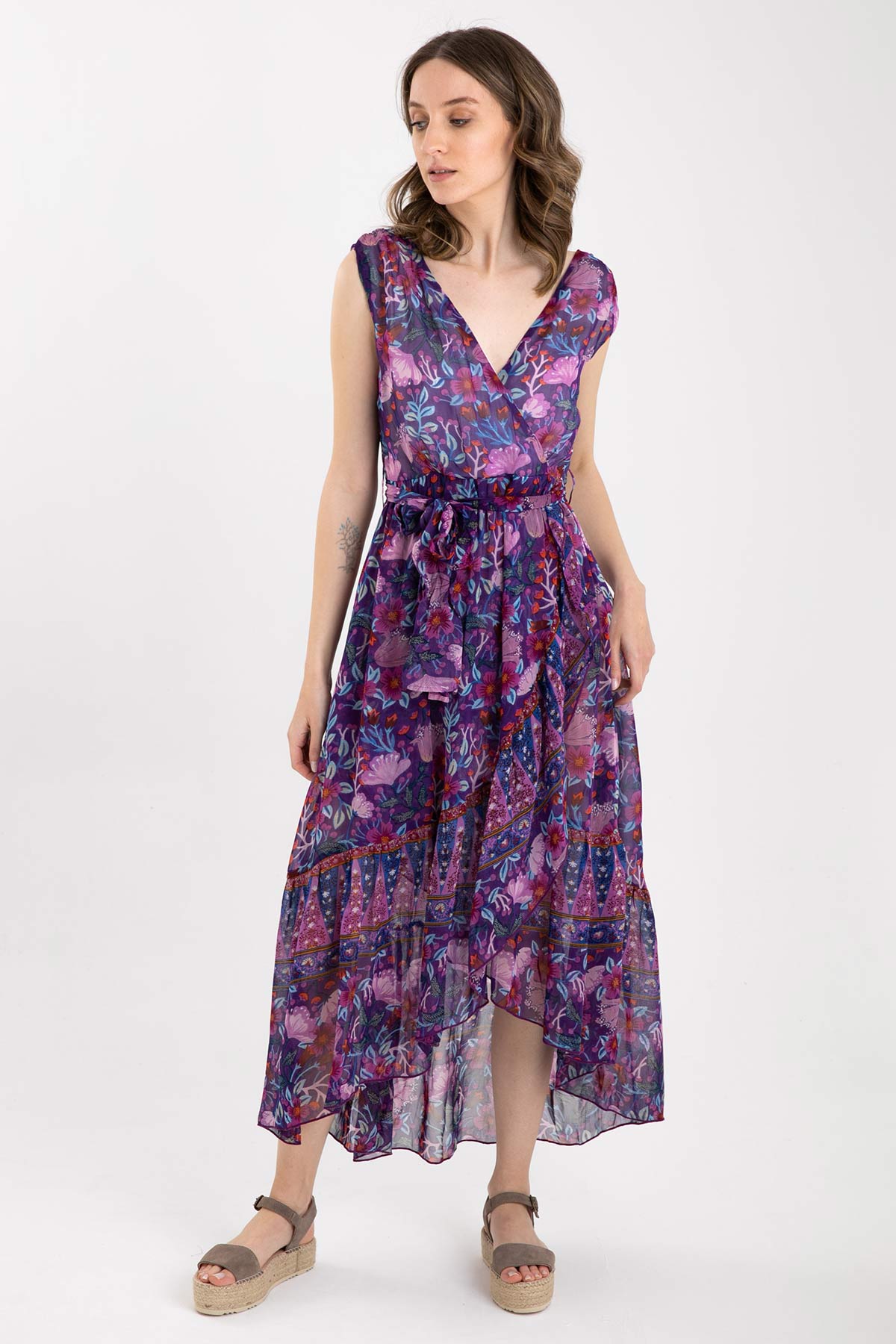 Rene Derhy Belden Kuşaklı Kruvaze Elbise-Libas Trendy Fashion Store