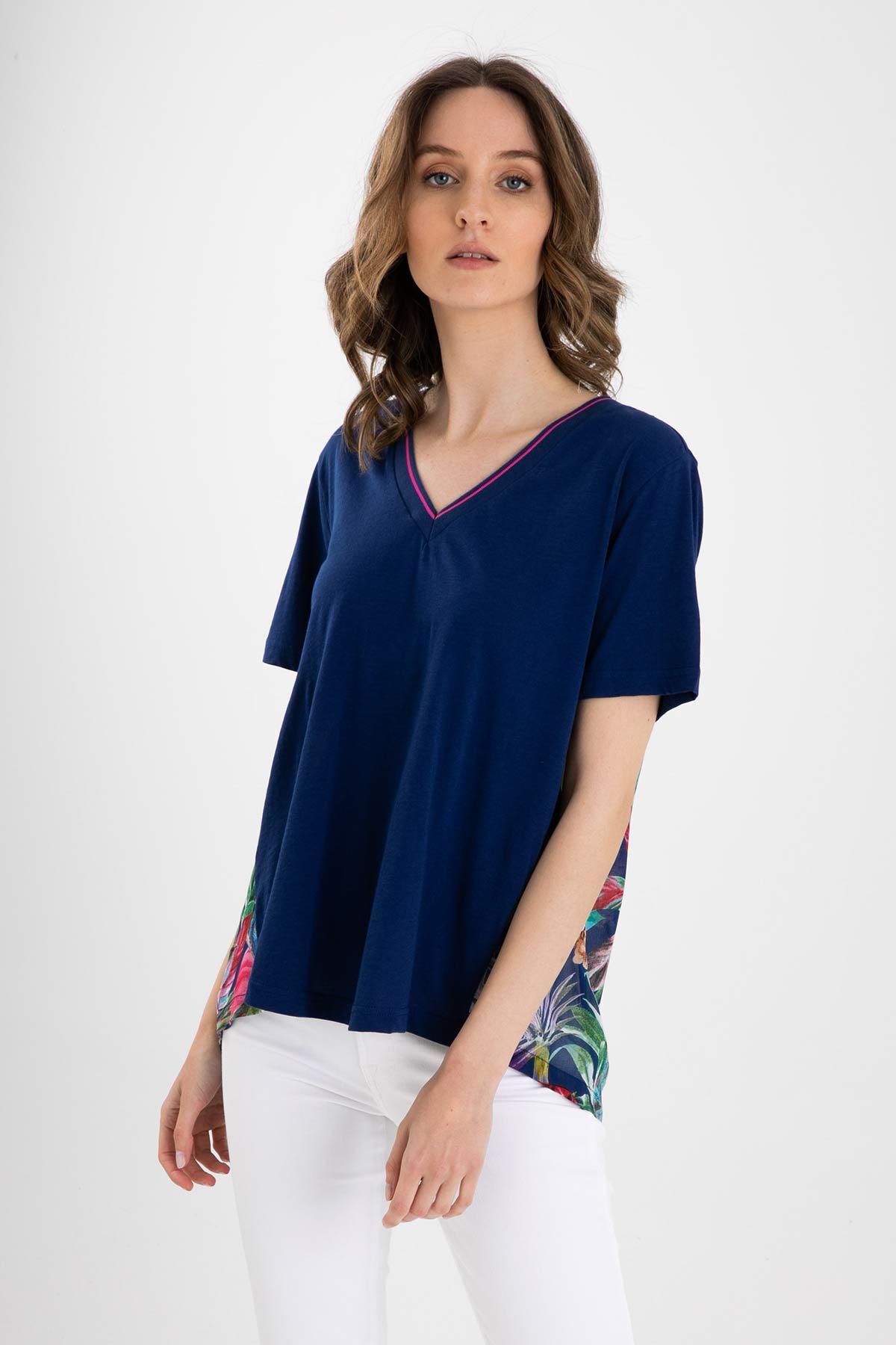 Rene Derhy V Yaka Kısa Kollu T-shirt-Libas Trendy Fashion Store