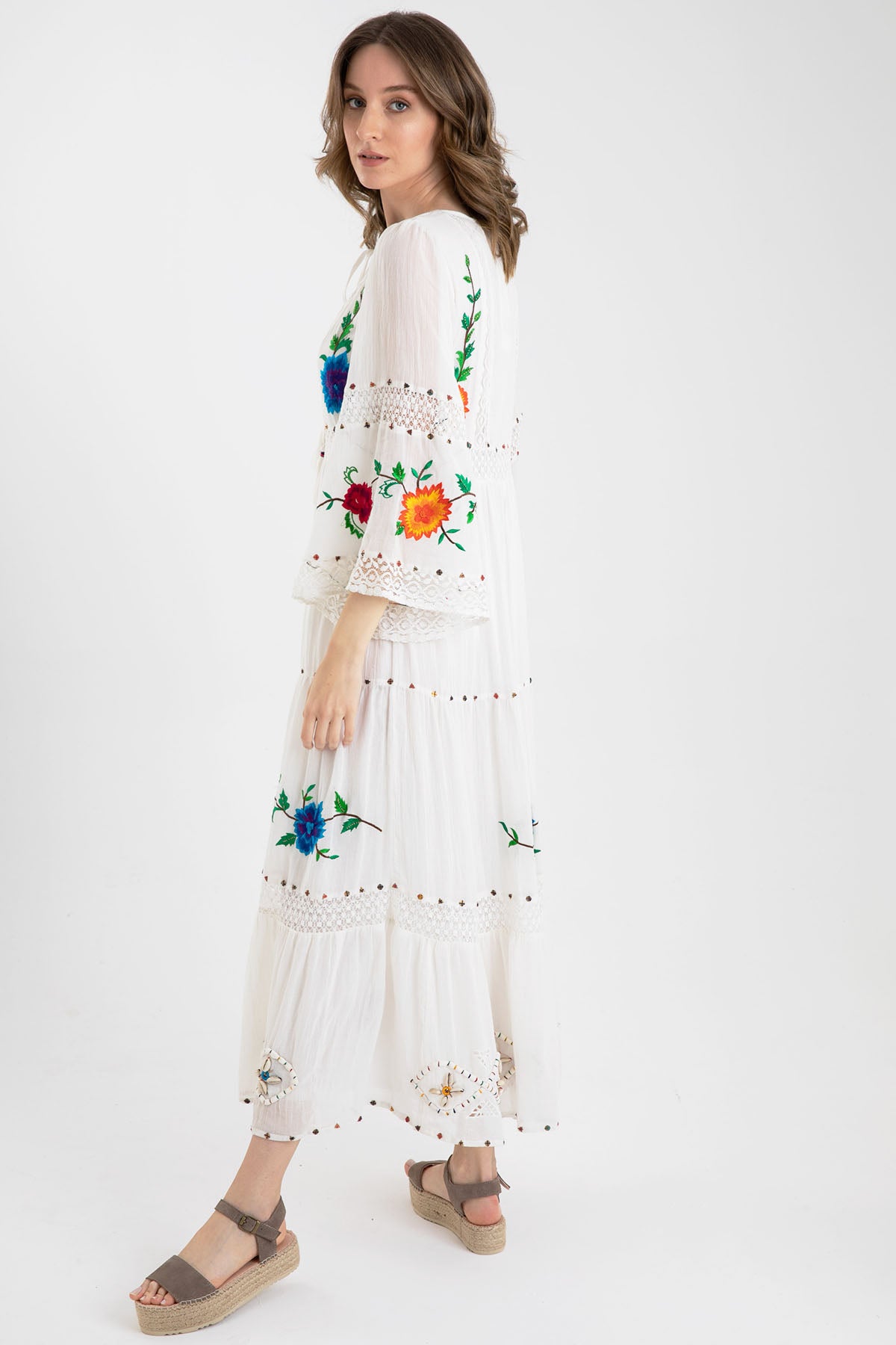 Rene Derhy Nakış Detaylı Maxi Elbise-Libas Trendy Fashion Store