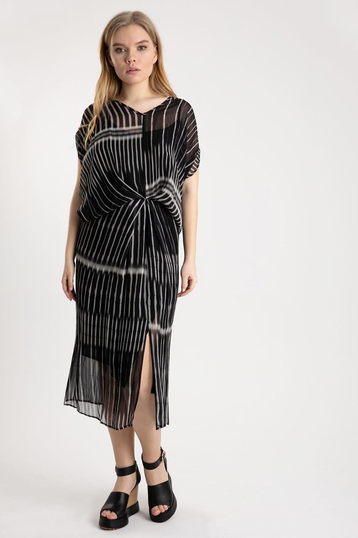 Crea Concept Bel Drape V Yaka Elbise-Libas Trendy Fashion Store