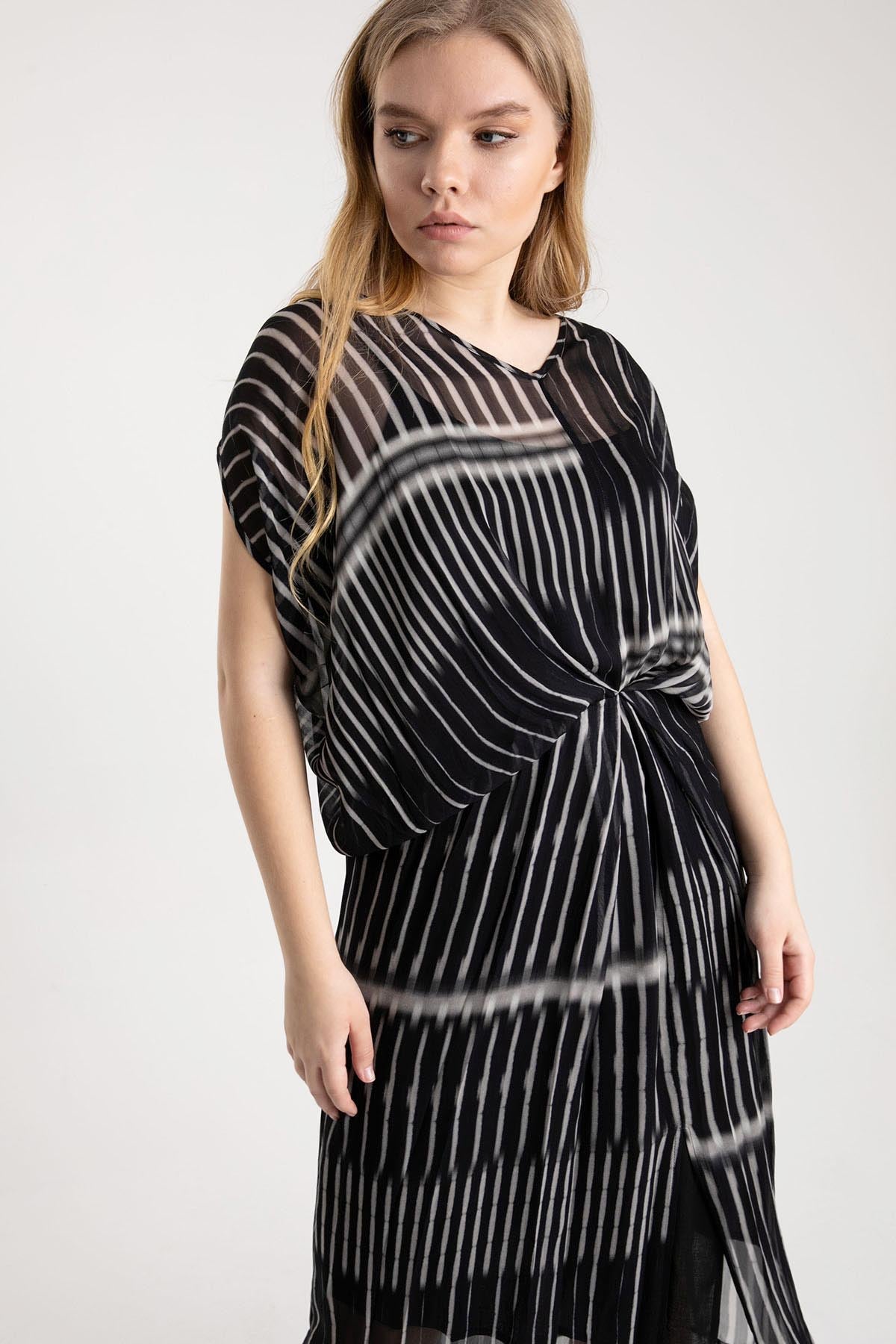 Crea Concept Bel Drape V Yaka Elbise-Libas Trendy Fashion Store