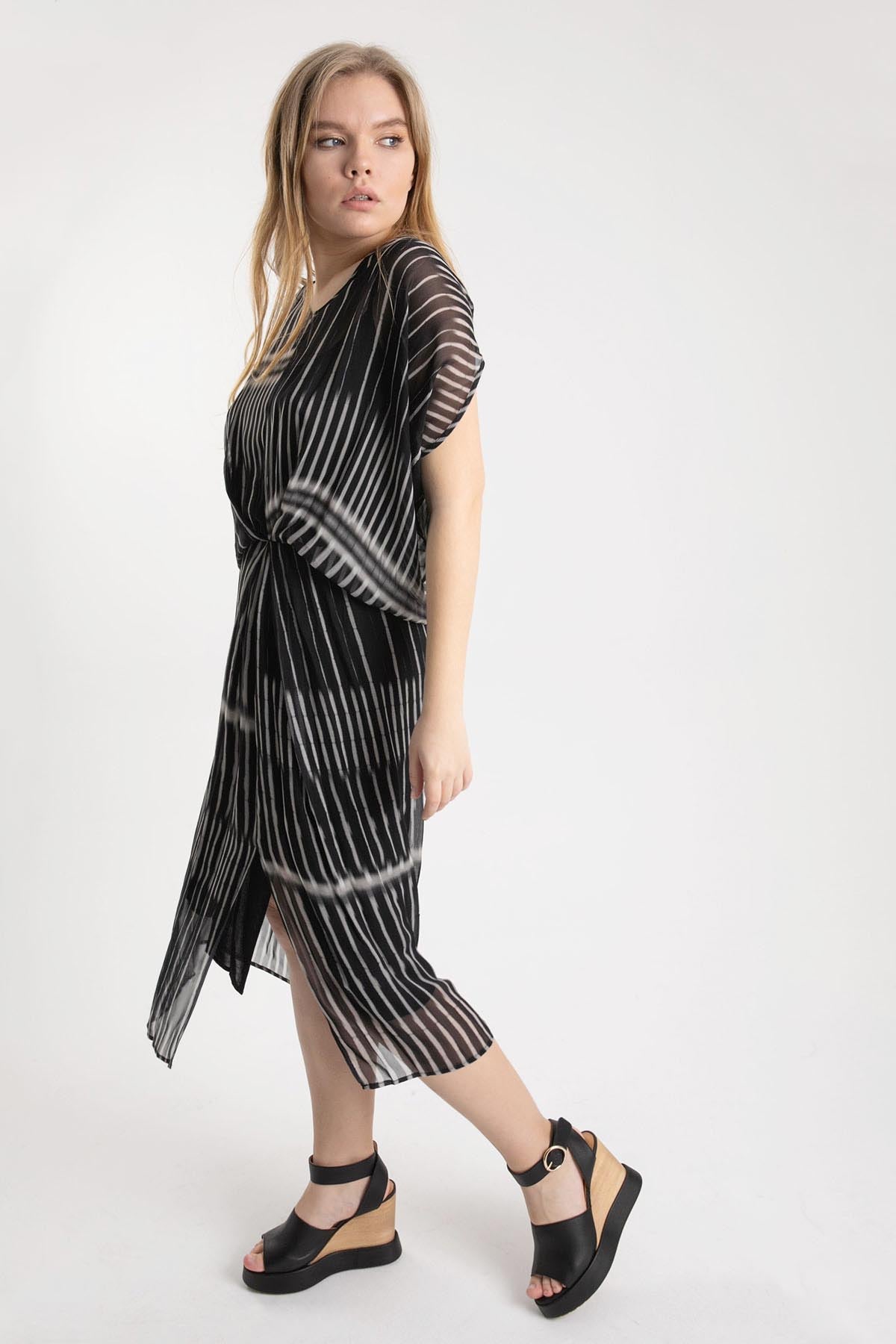 Crea Concept Bel Drape V Yaka Elbise-Libas Trendy Fashion Store