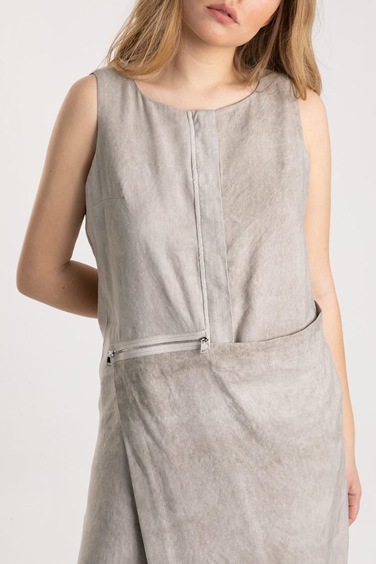 Crea Concept Fermuar Detaylı Kruvaze Elbise-Libas Trendy Fashion Store