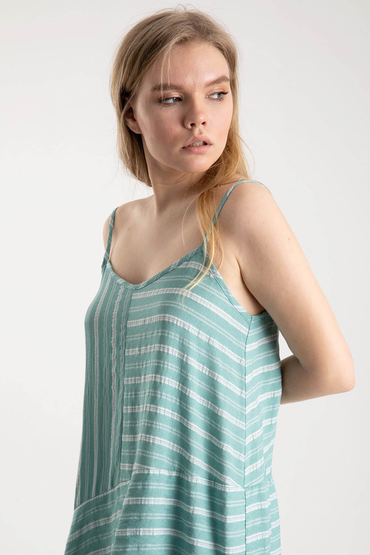 Crea Concept Çizgi Desenli İp Askılı Elbise-Libas Trendy Fashion Store