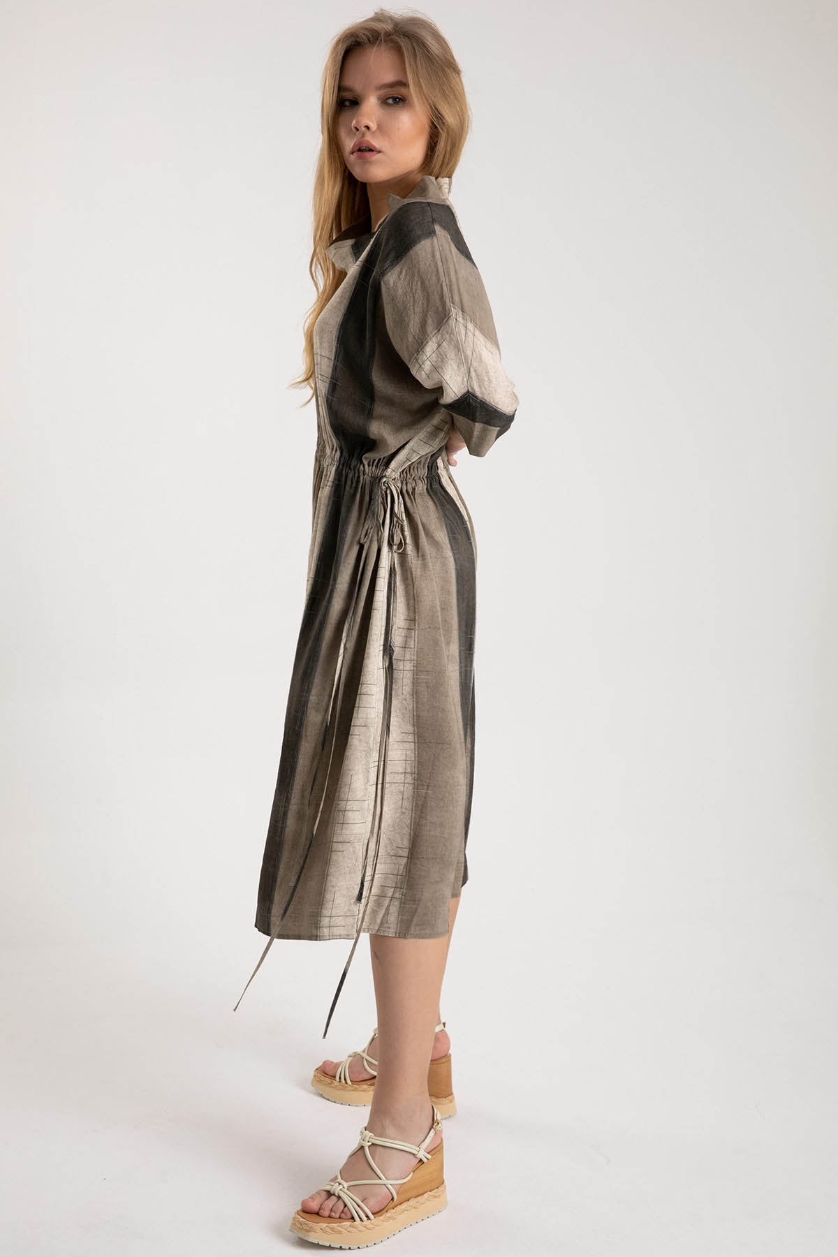 Crea Concept Spor Cepli Belden Büzgülü Midi Elbise-Libas Trendy Fashion Store