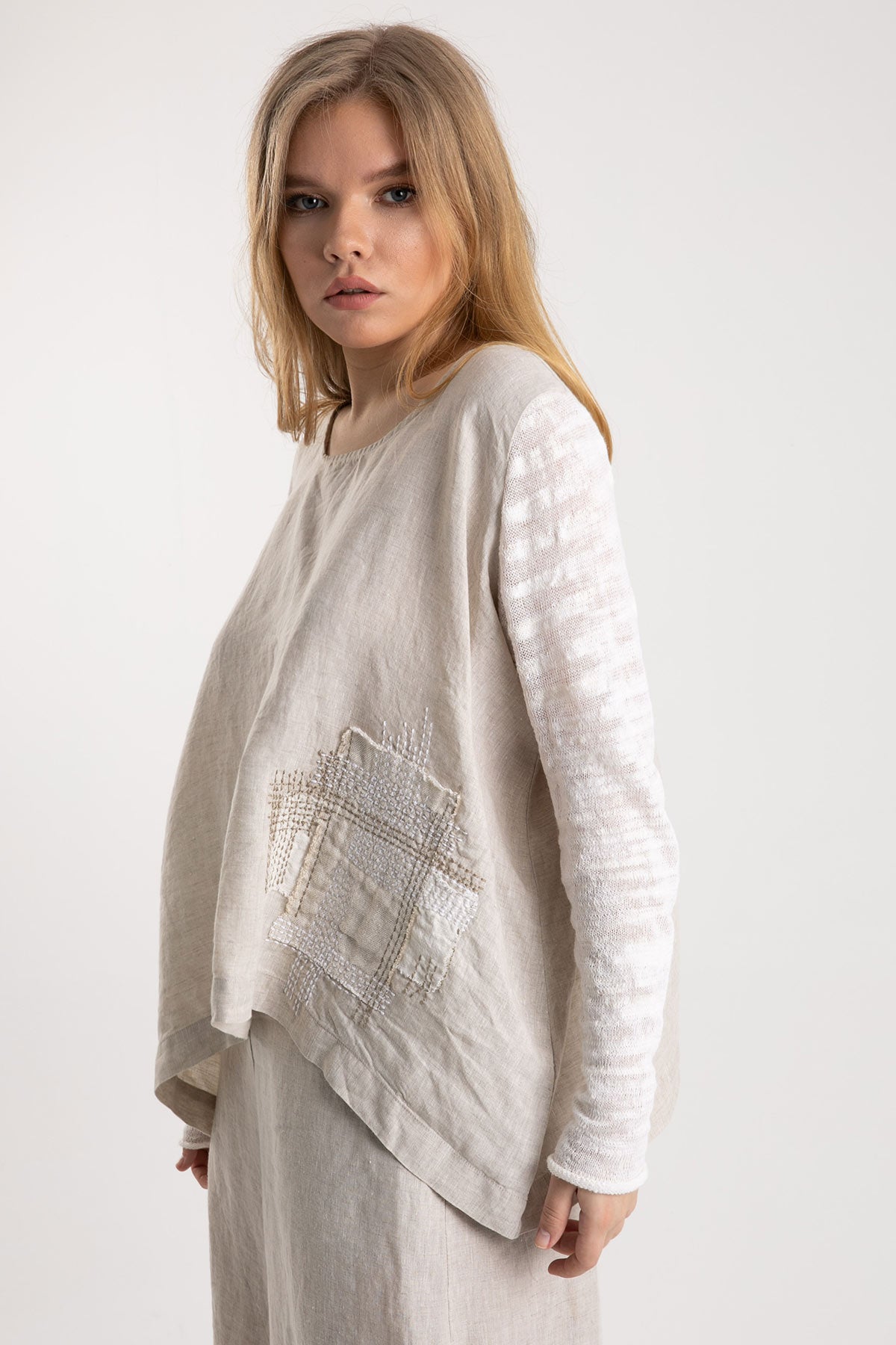 Crea Concept Keten Uzun Kollu Bluz-Libas Trendy Fashion Store