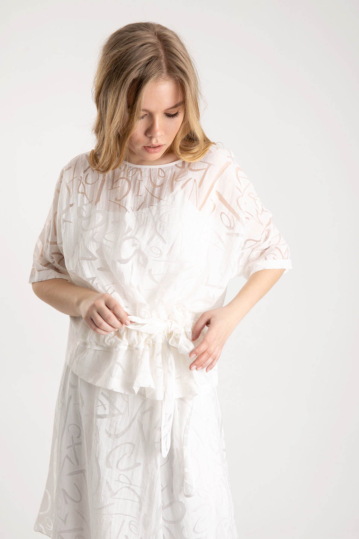 Crea Concept Belden Büzgülü Yarım Kollu Bluz-Libas Trendy Fashion Store