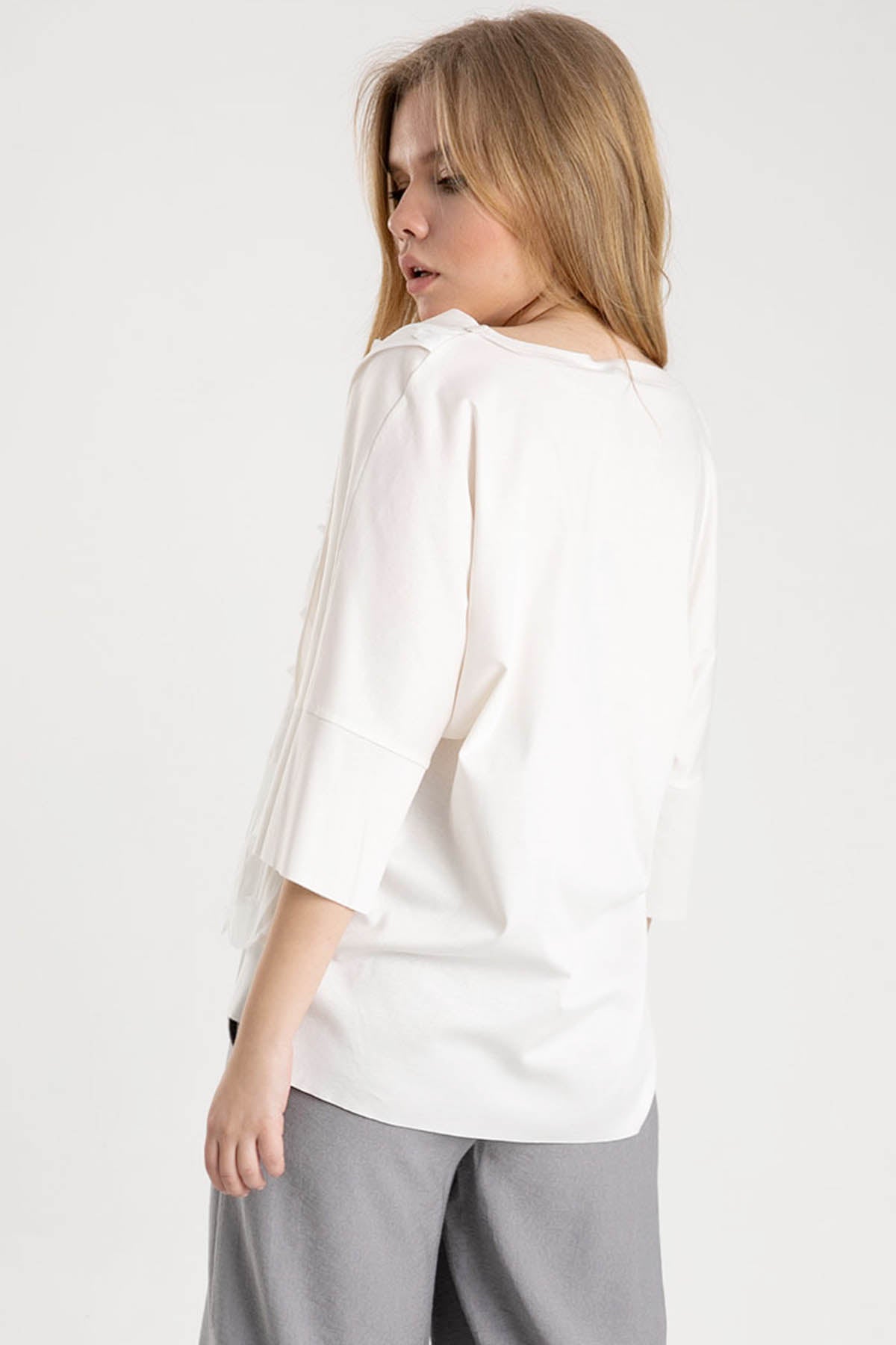 Crea Concept Yama Detaylı Yarım Kollu Bluz-Libas Trendy Fashion Store